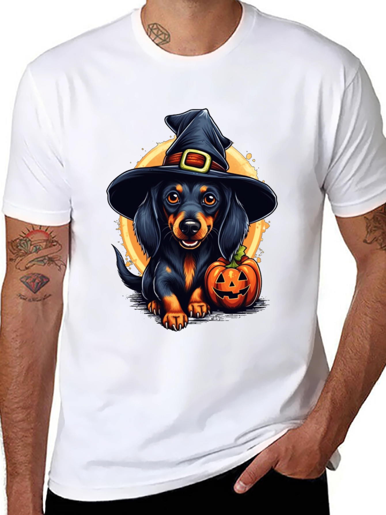 Halloween Dachshund Witch T-Shirt