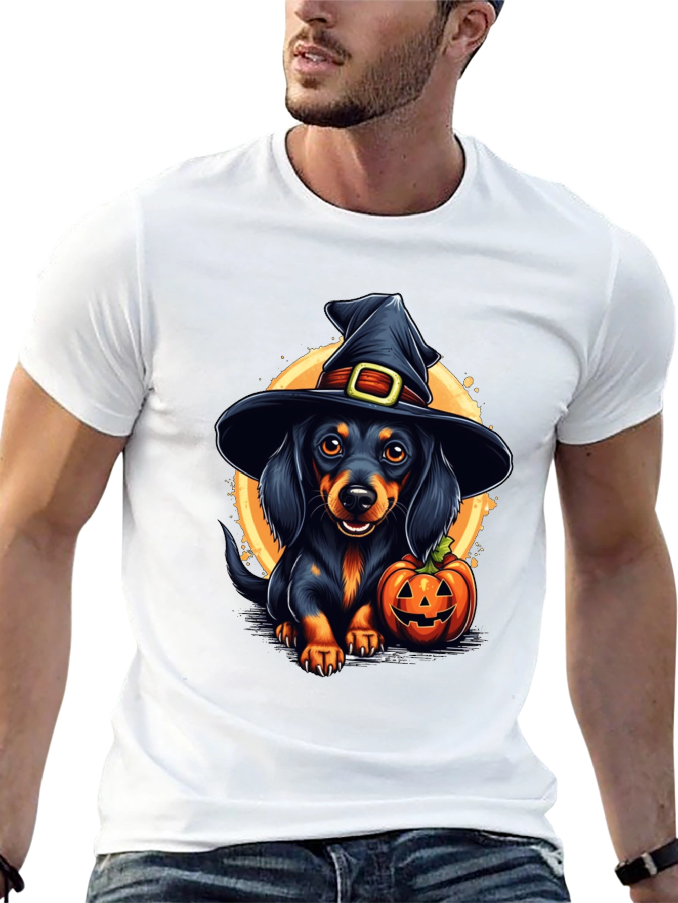 Halloween Dachshund Witch T-Shirt