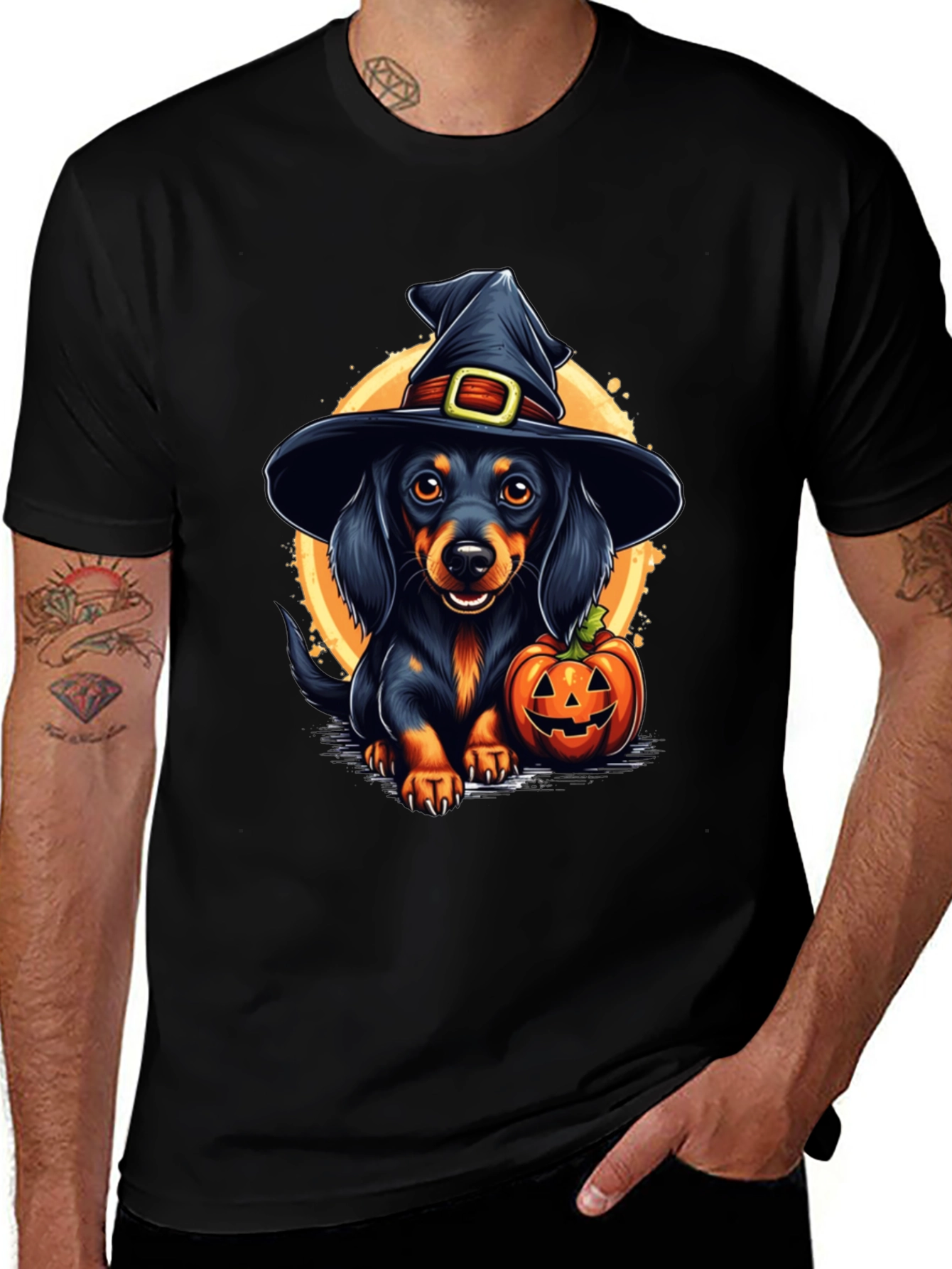 Halloween Dachshund Witch T-Shirt