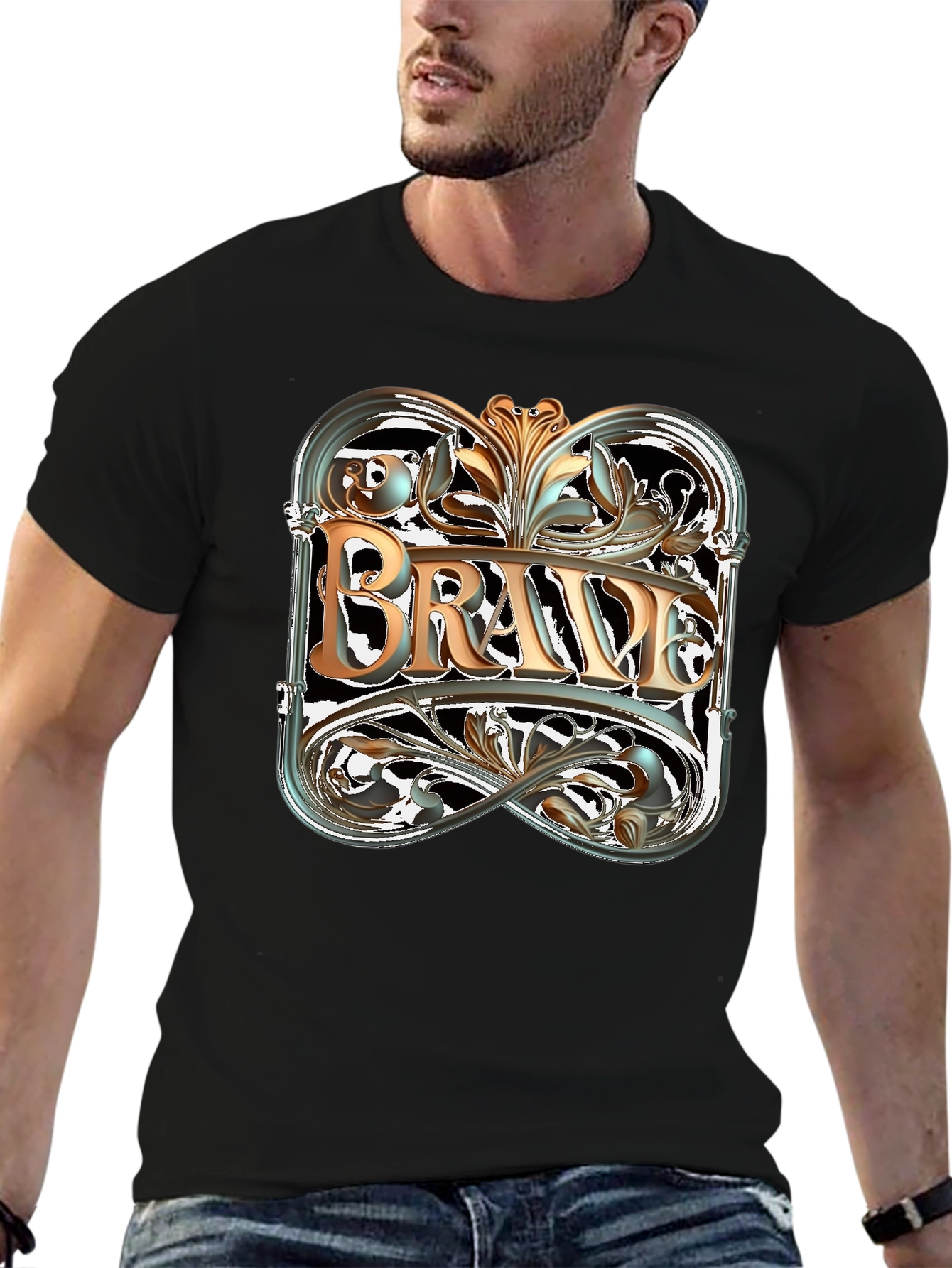 Brave Graphic Tee - Black Cotton Blend