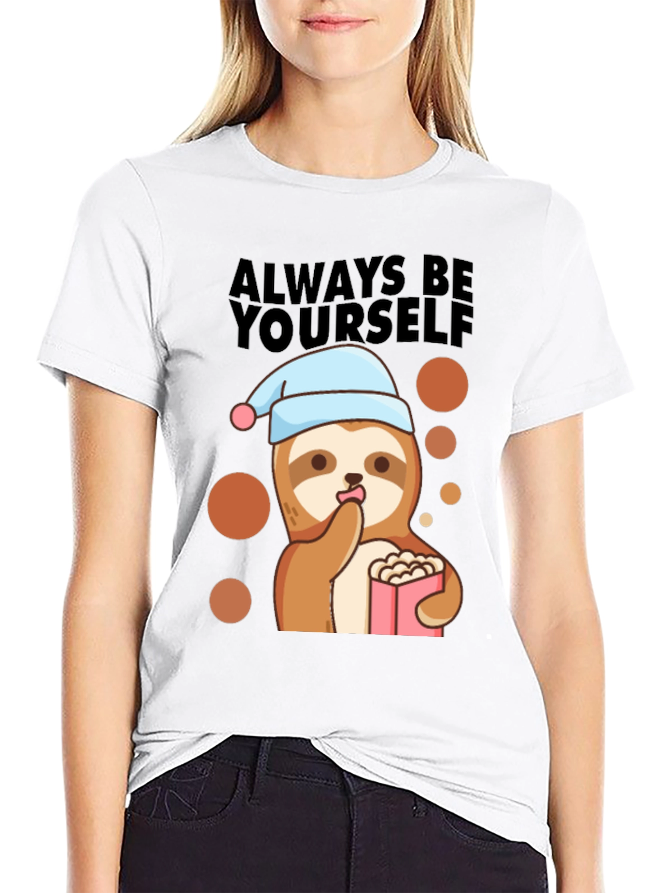 Sloth Always Be Yourself Black T-Shirt