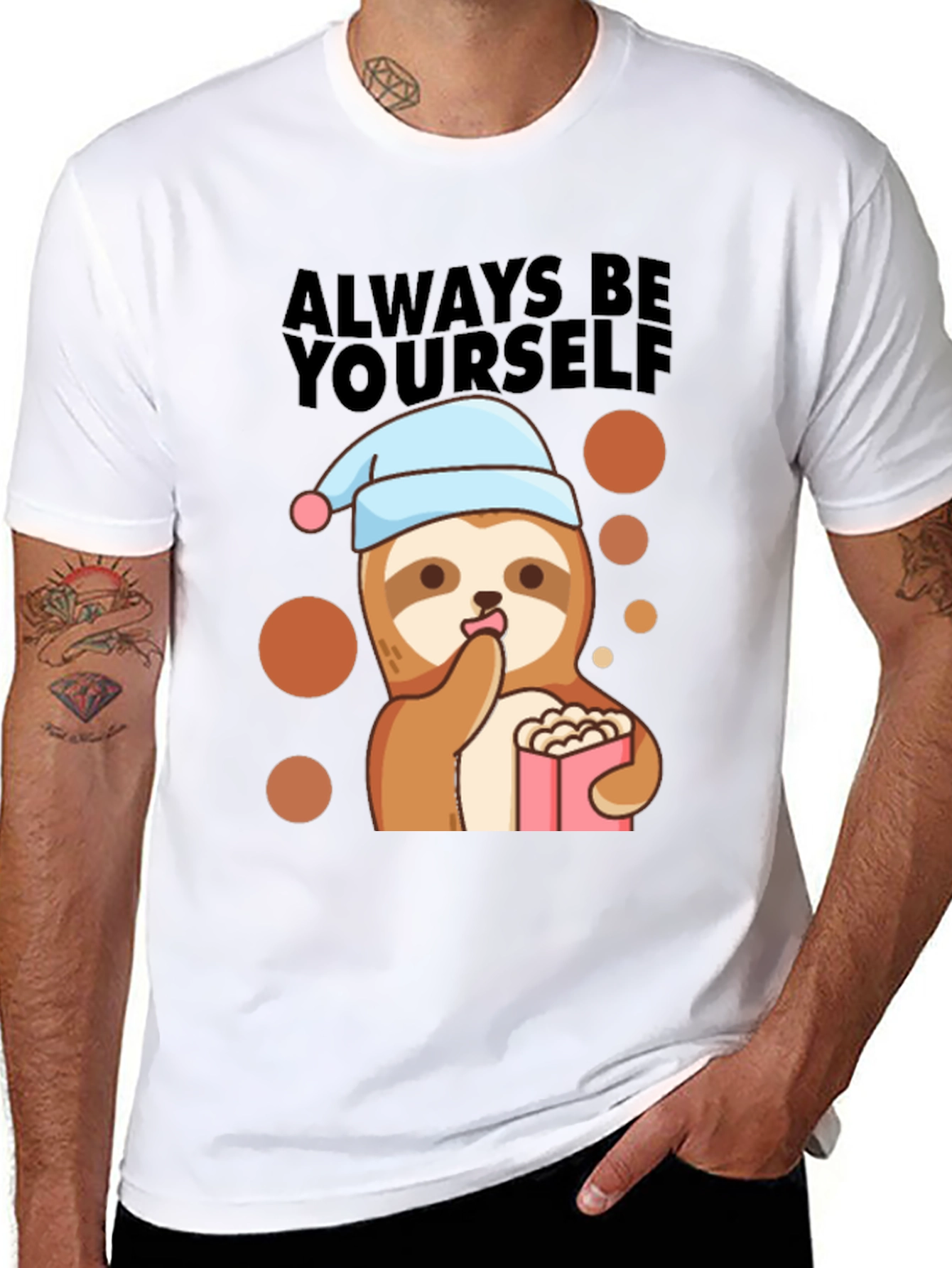 Sloth Always Be Yourself Black T-Shirt