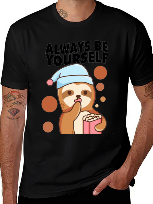 Sloth Always Be Yourself Black T-Shirt