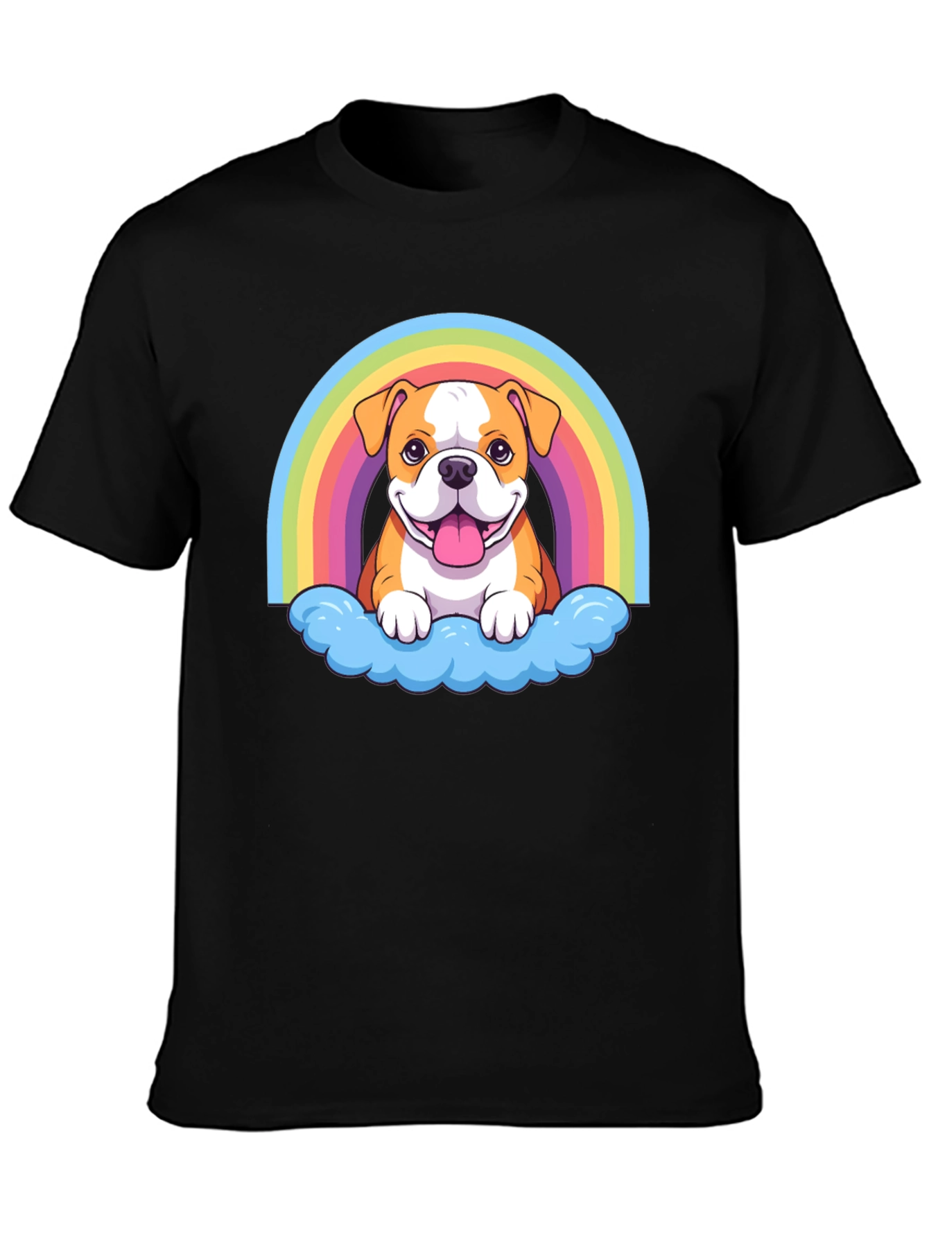 Bulldog Rainbow Cloud T-Shirt - Cute Graphic Tee