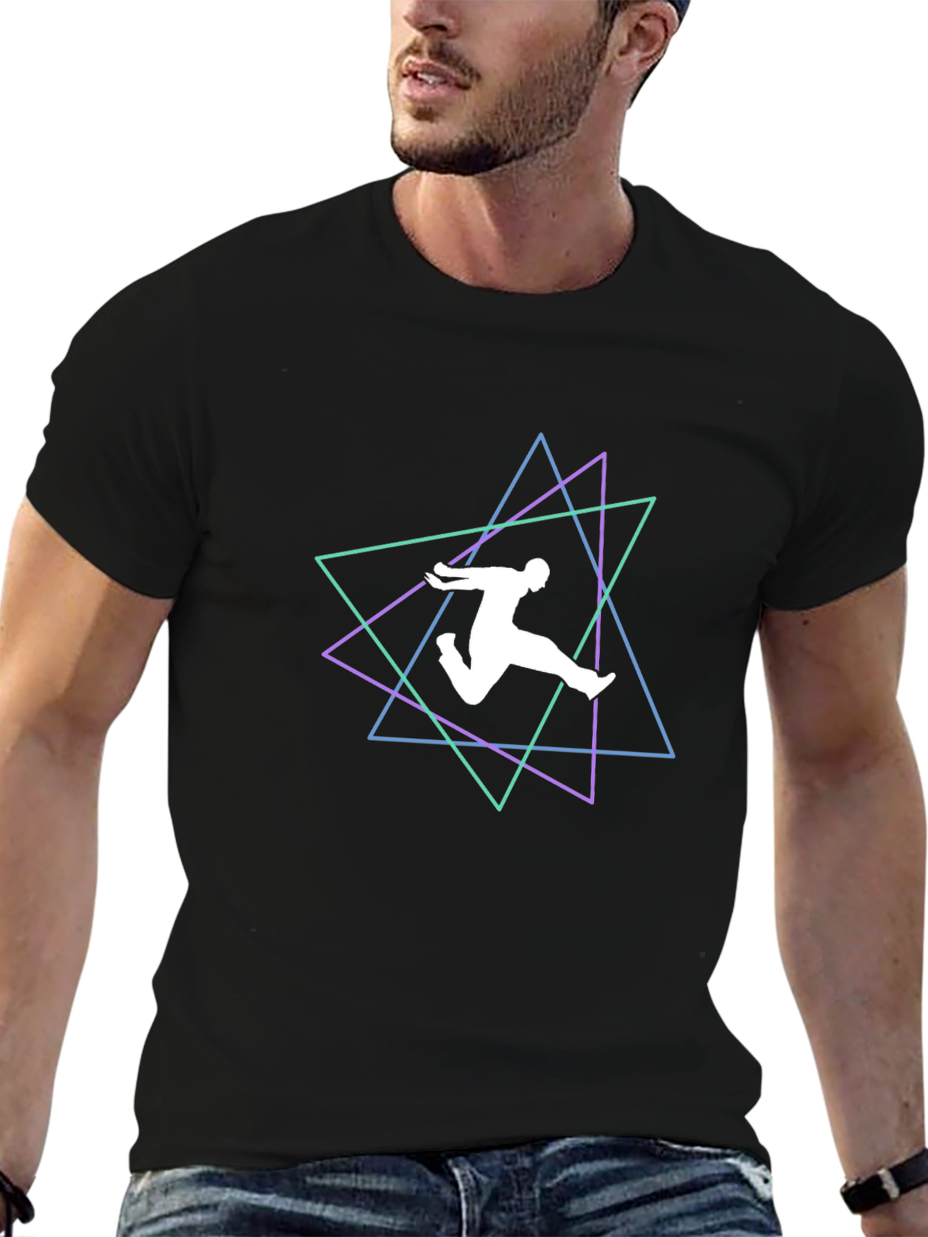 Geometric Runner Black T-Shirt