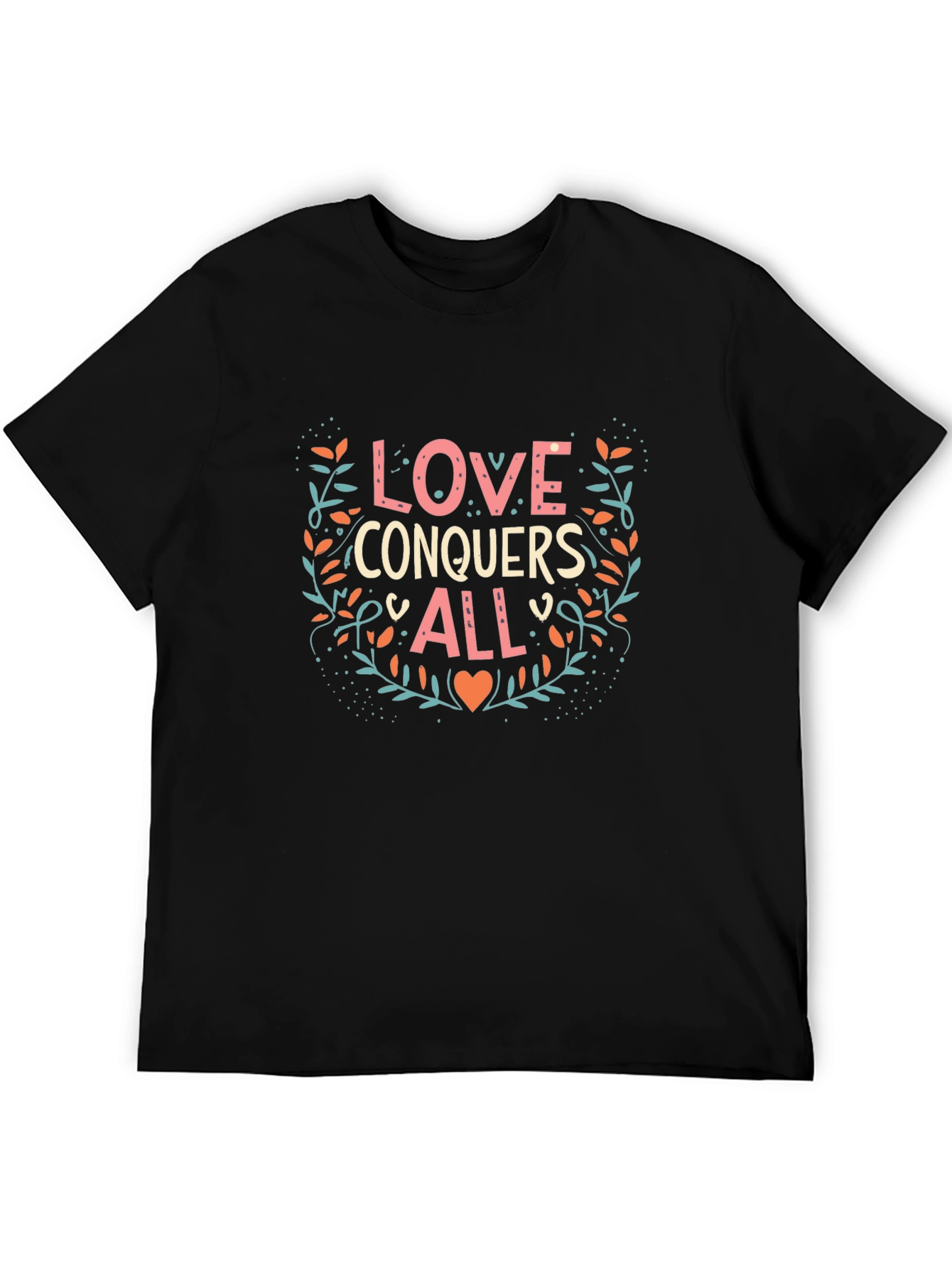 Love Conquers All Graphic Tee - Trendy Black T-Shirt