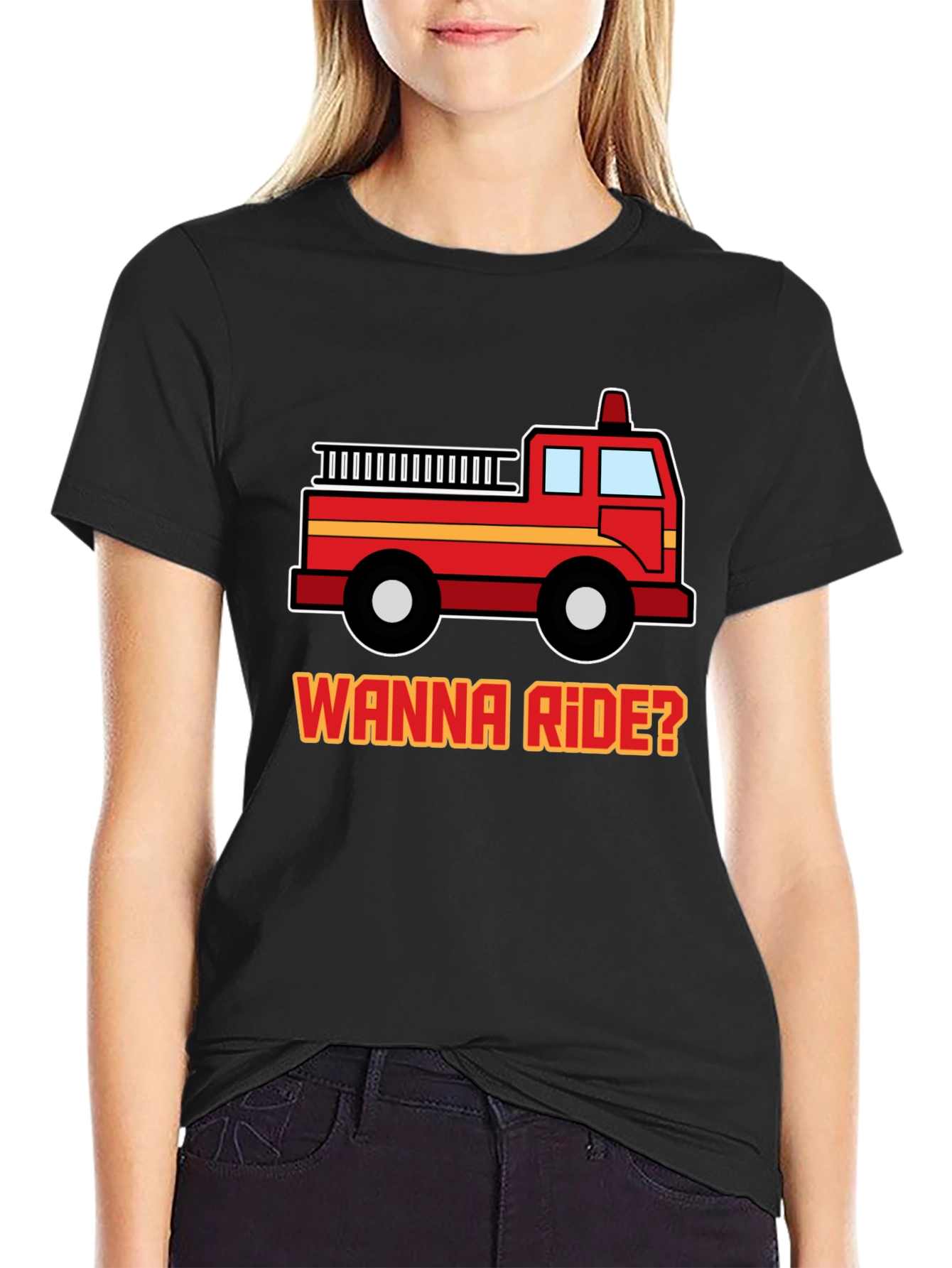 Wanna Ride? Firetruck Graphic Tee