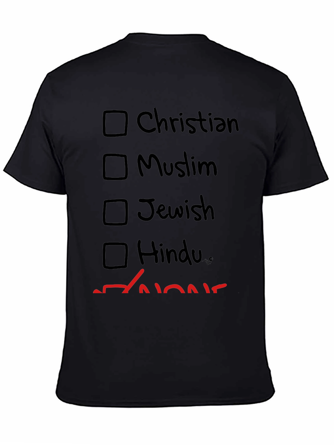 Atheist Humor T-Shirt - Religion Checkbox Tee