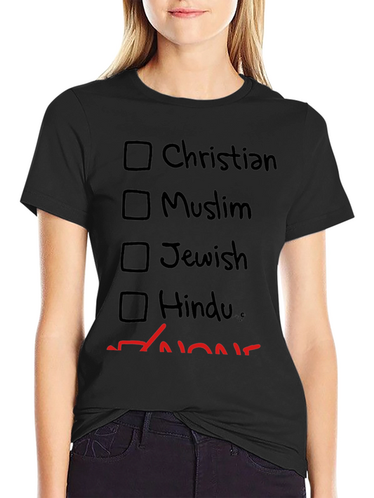 Atheist Humor T-Shirt - Religion Checkbox Tee
