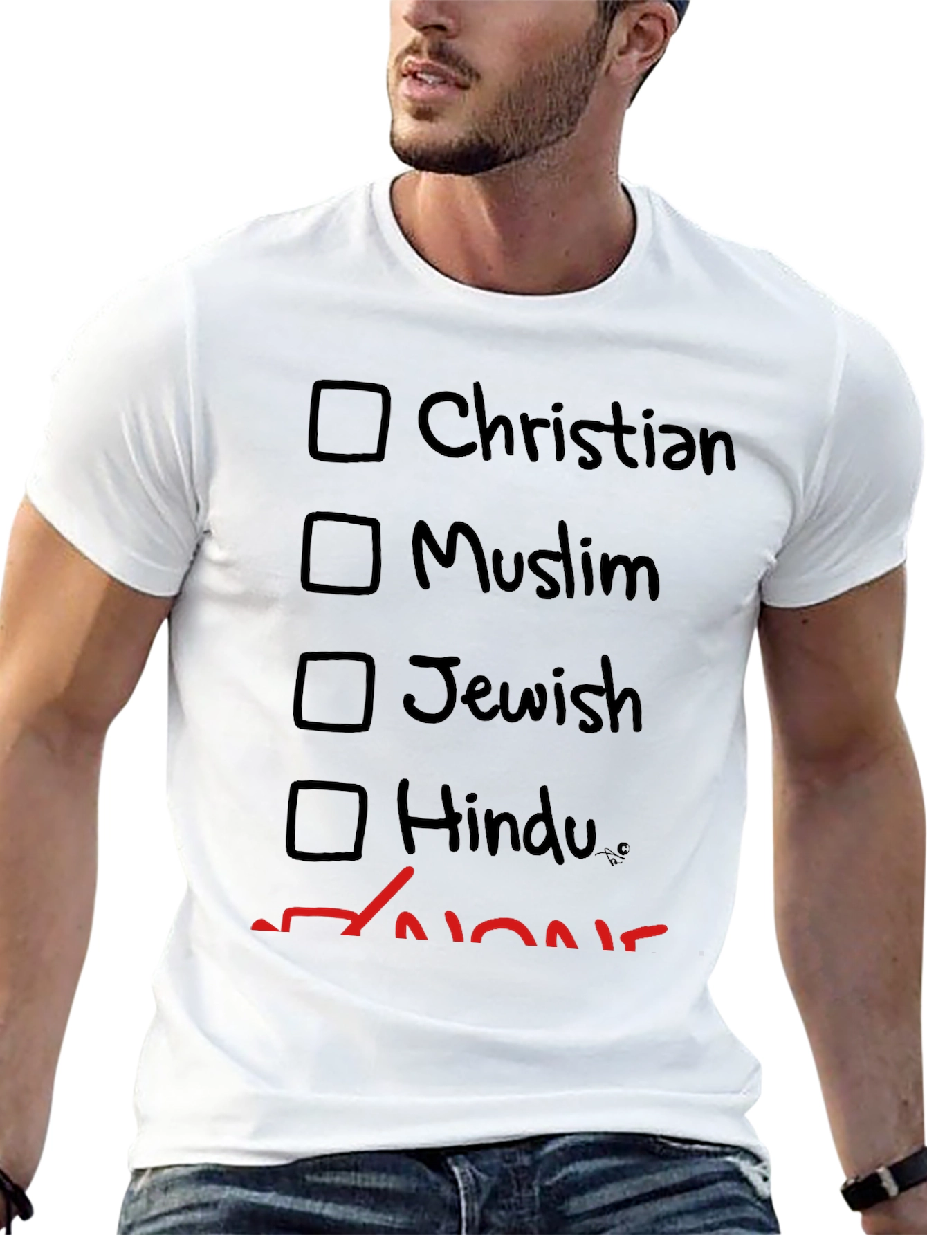 Atheist Humor T-Shirt - Religion Checkbox Tee