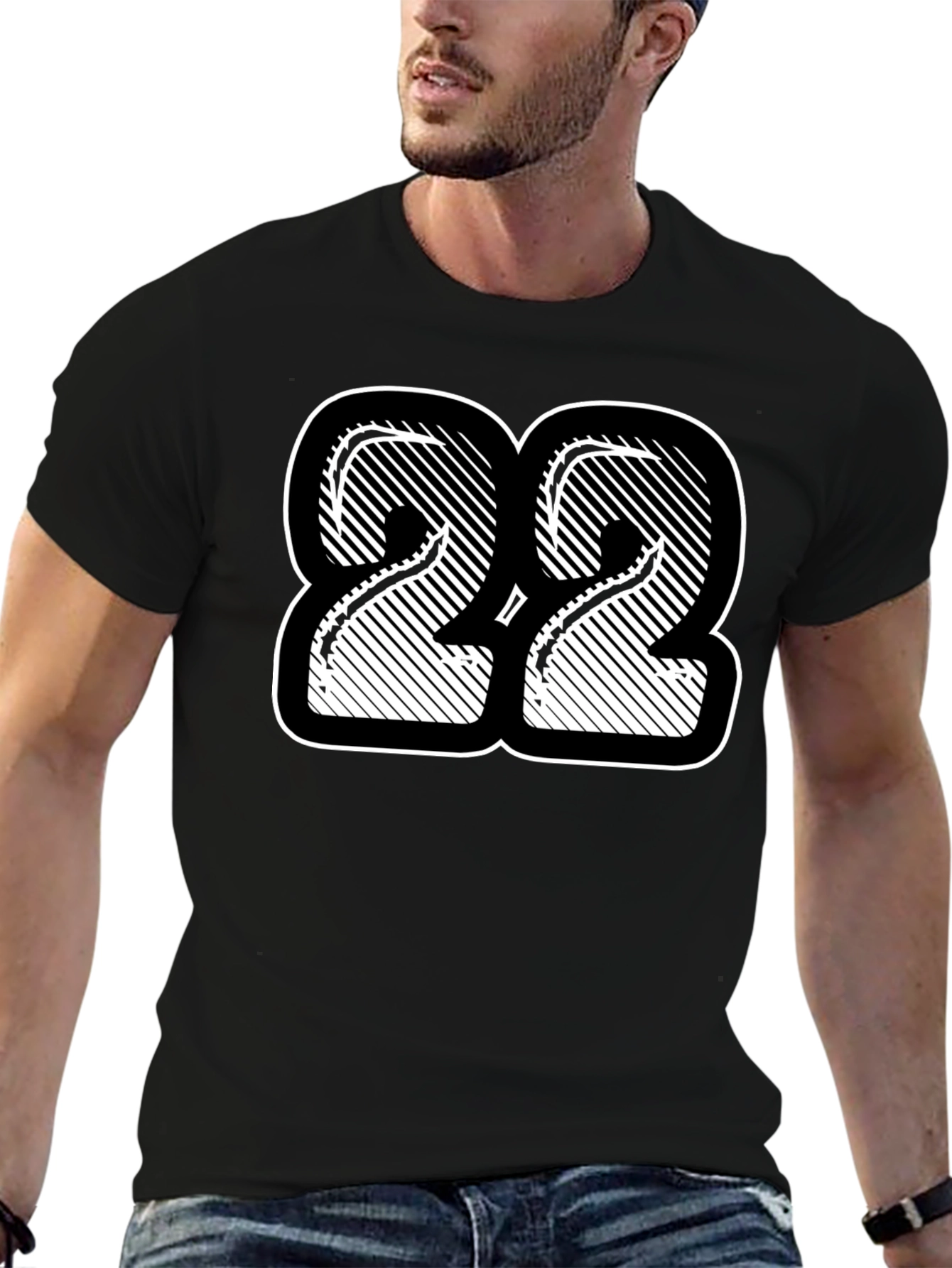 Number 22 Graphic Print Black T-Shirt