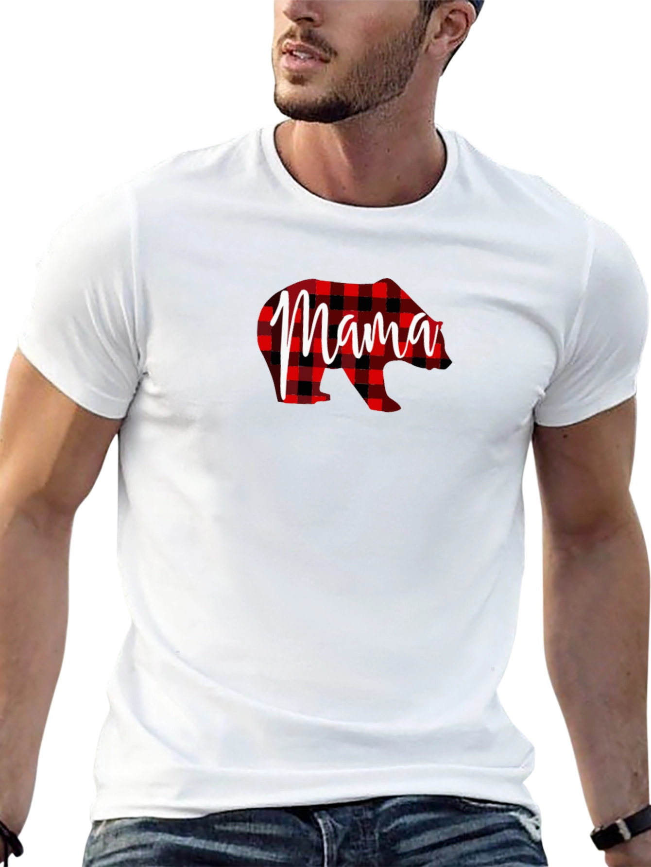 Mama Bear Plaid Graphic T-Shirt