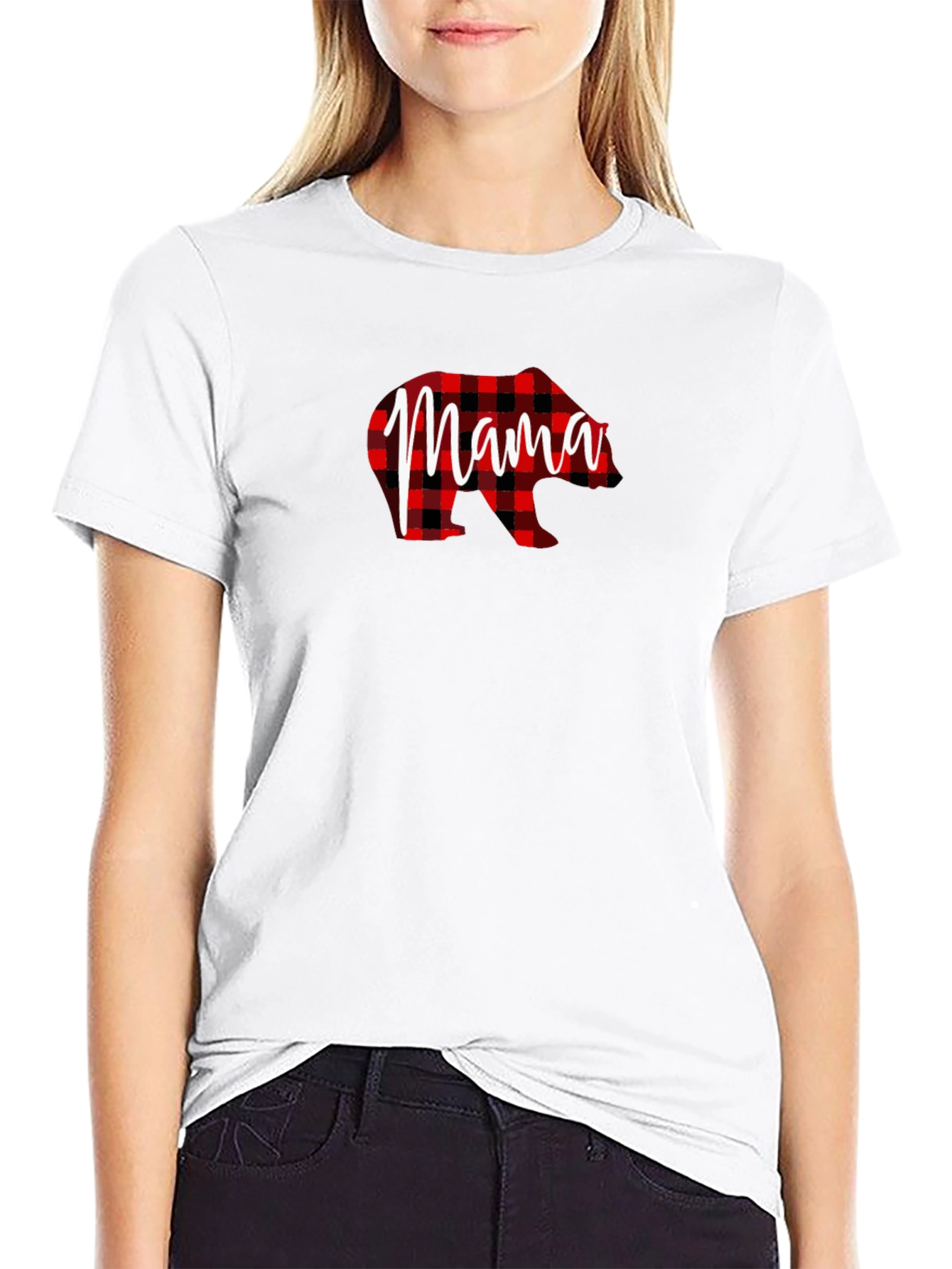 Mama Bear Plaid Graphic T-Shirt
