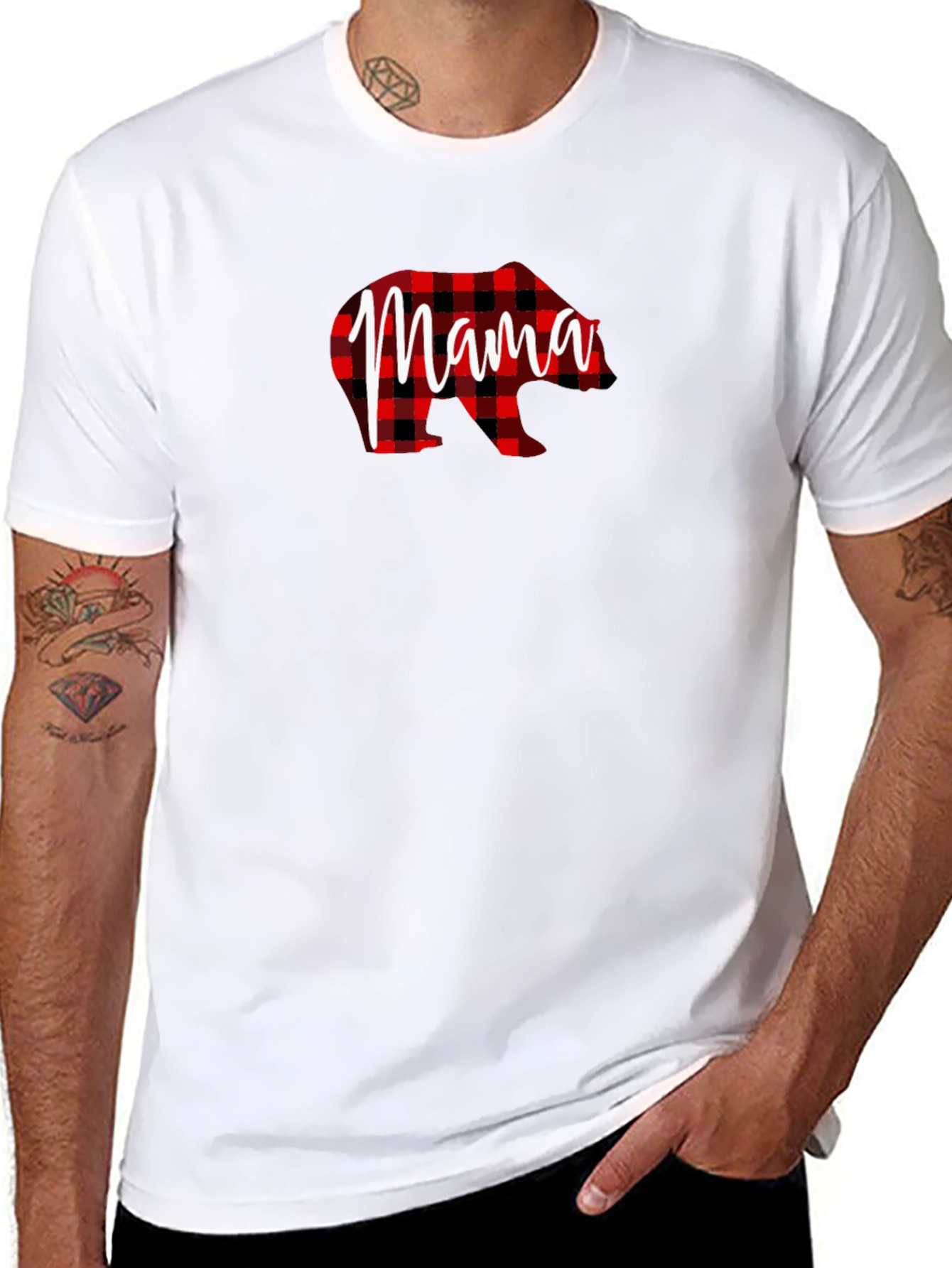 Mama Bear Plaid Graphic T-Shirt