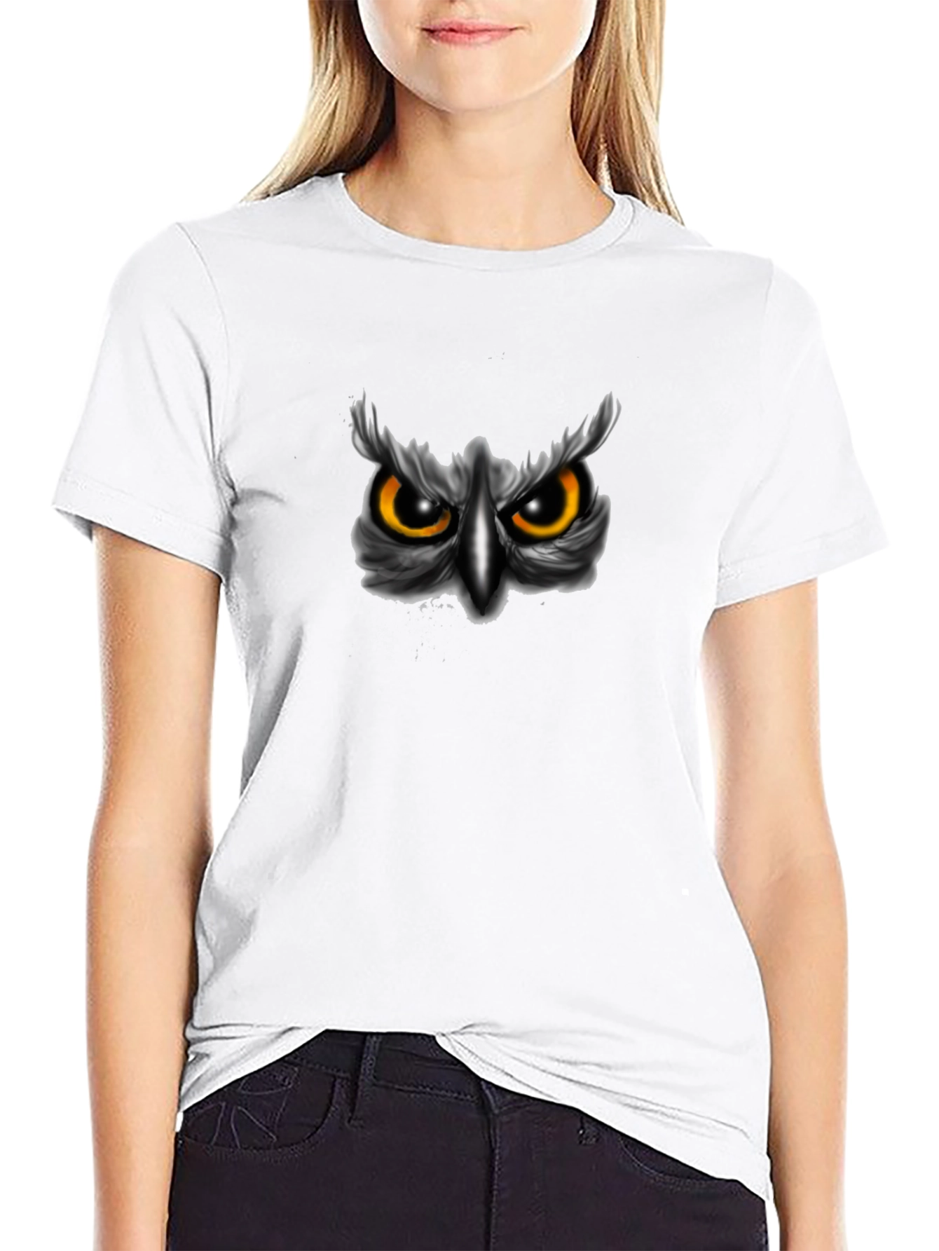 Mens Black Owl Eyes Graphic T-Shirt