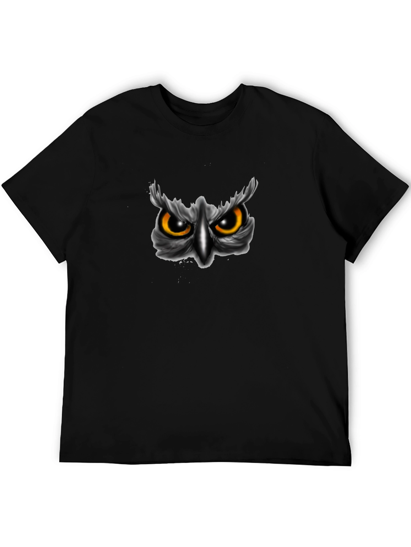 Mens Black Owl Eyes Graphic T-Shirt