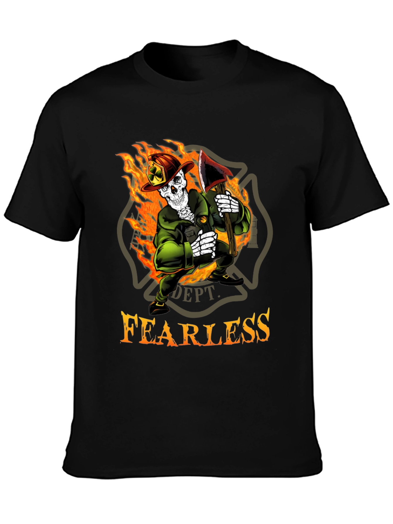 Fearless Firefighter Skeleton Graphic T-Shirt