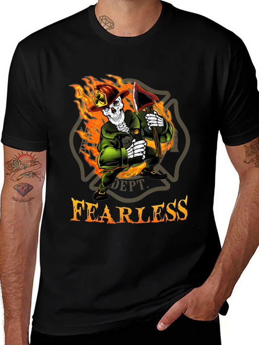 Fearless Firefighter Skeleton Graphic T-Shirt