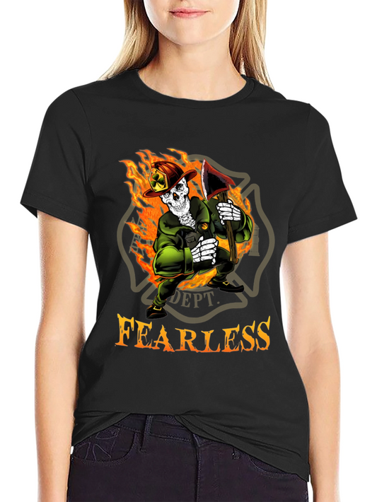 Fearless Firefighter Skeleton Graphic T-Shirt