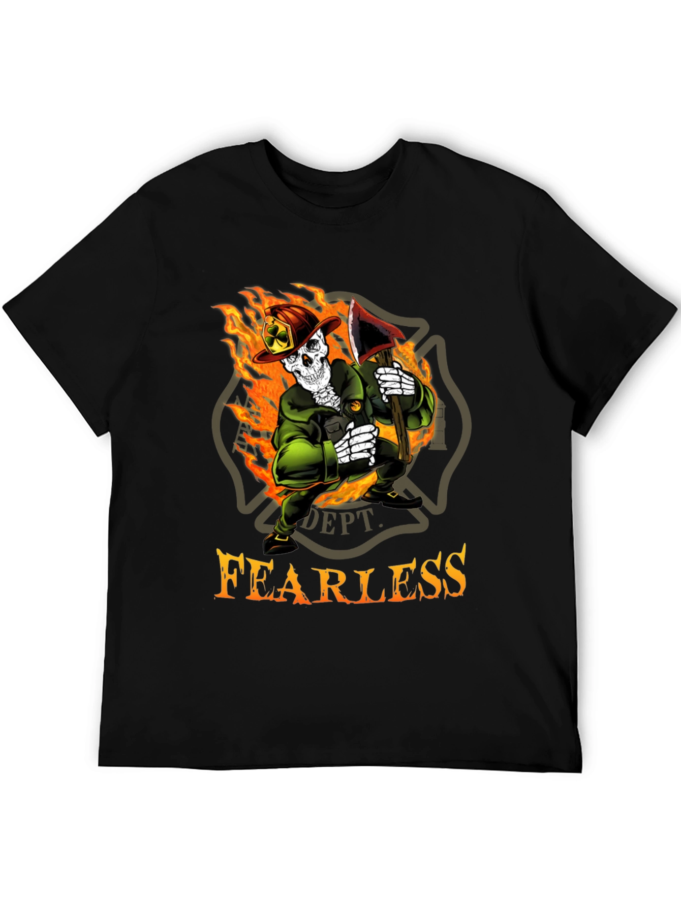 Fearless Firefighter Skeleton Graphic T-Shirt