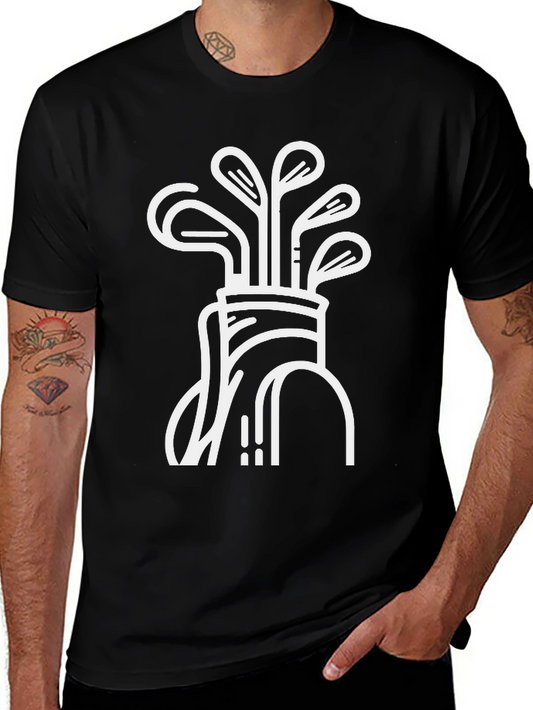 Golf Clubs Graphic Tee - Black Cotton Blend
