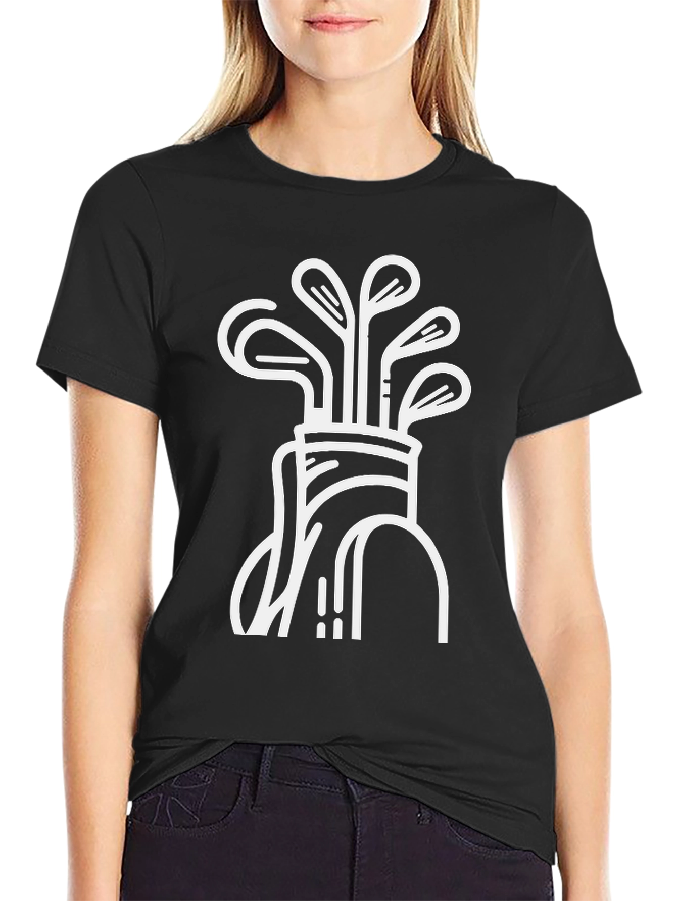 Golf Clubs Graphic Tee - Black Cotton Blend