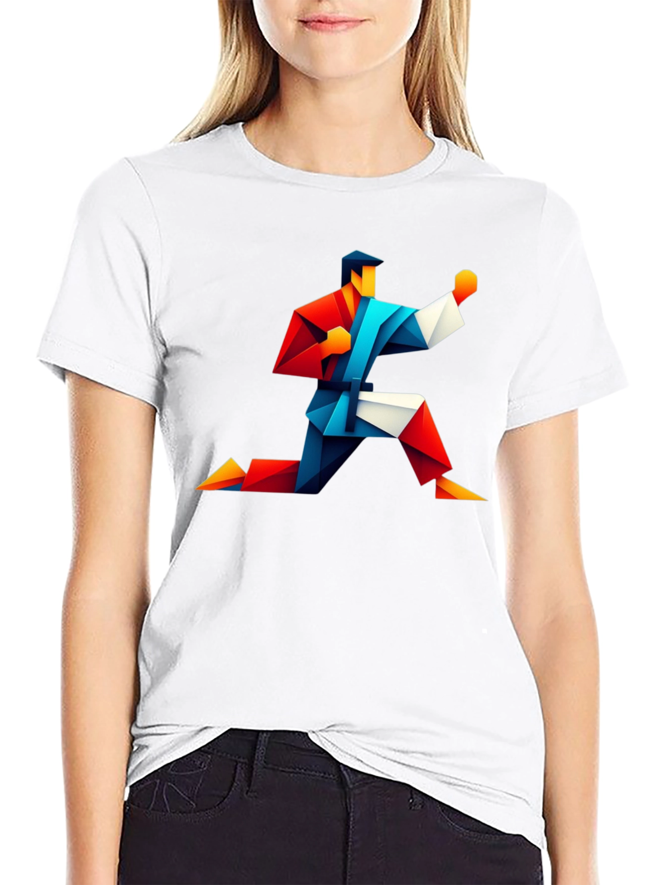 Geometric Karate Graphic Tee - Black