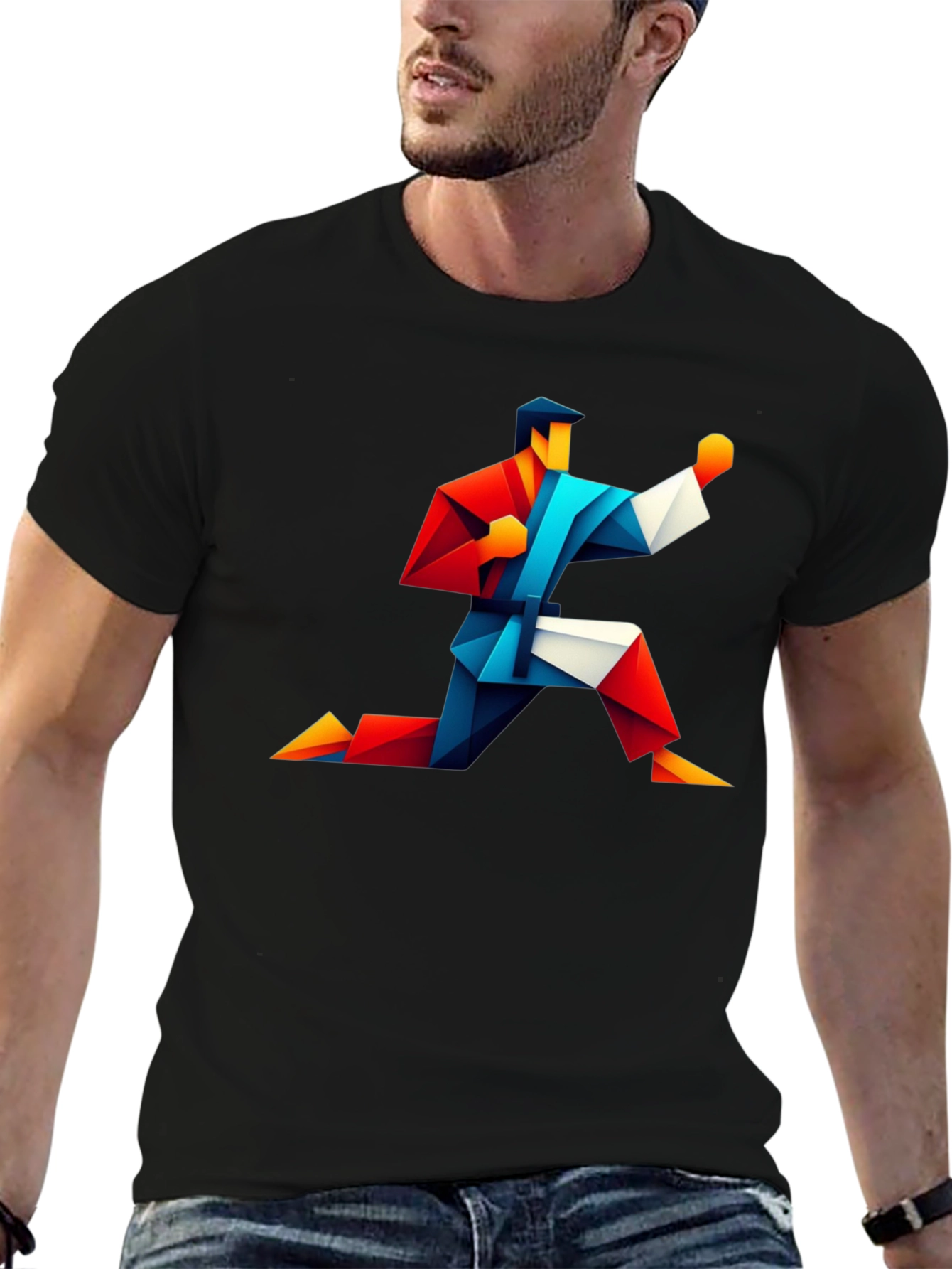 Geometric Karate Graphic Tee - Black
