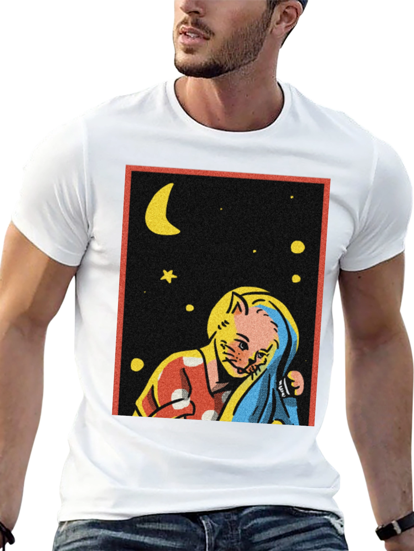Retro Cat Moon Star T-Shirt