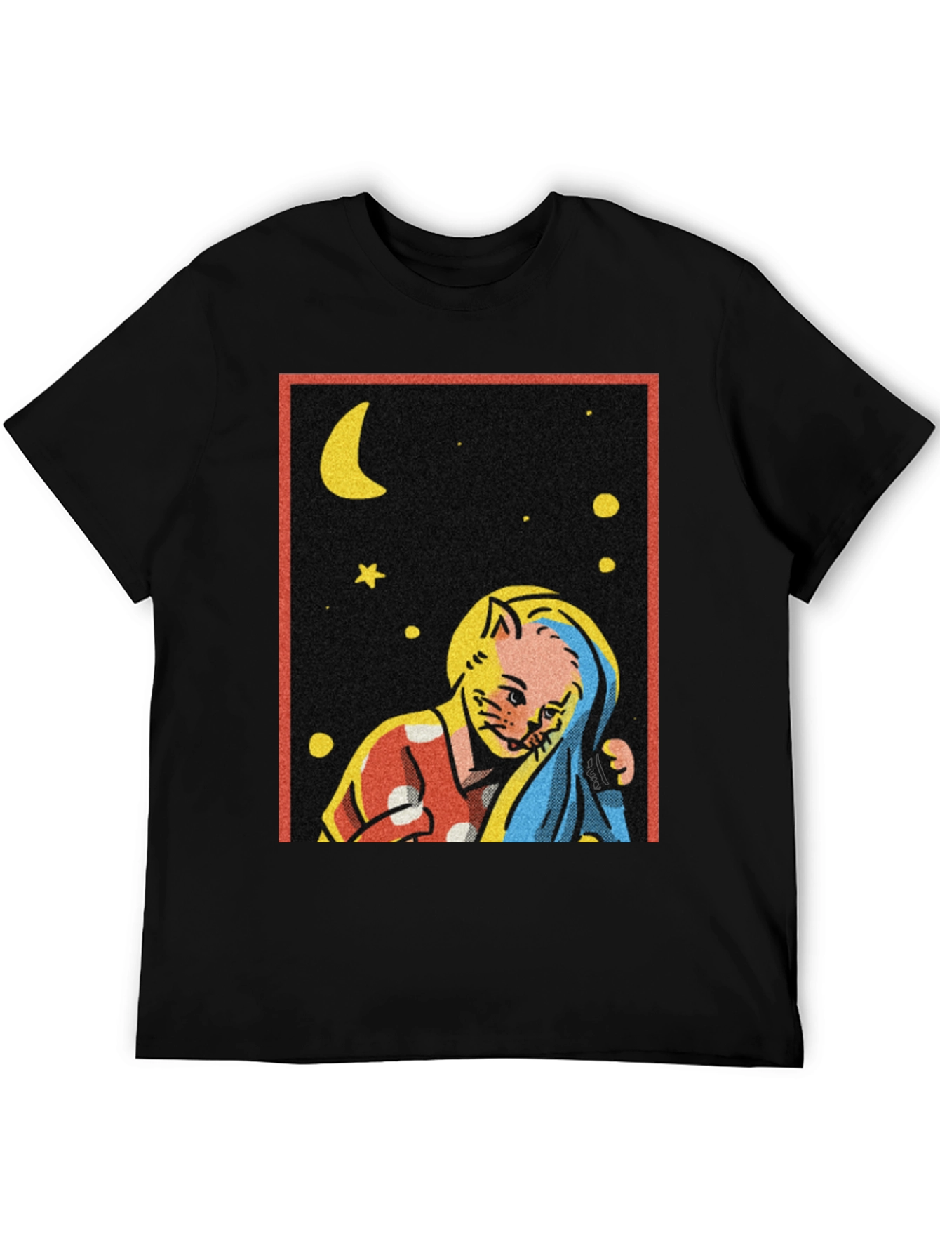 Retro Cat Moon Star T-Shirt