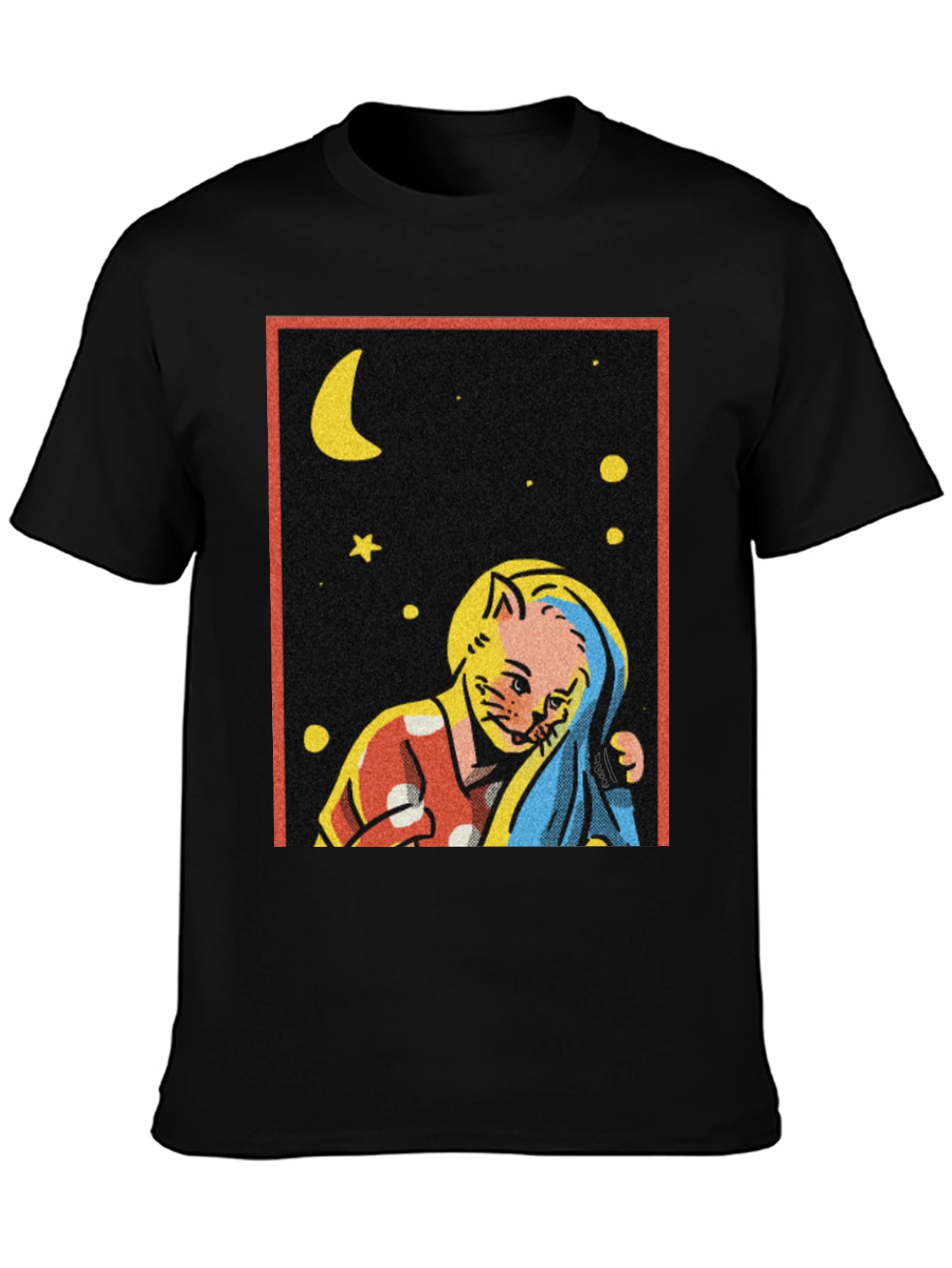 Retro Cat Moon Star T-Shirt