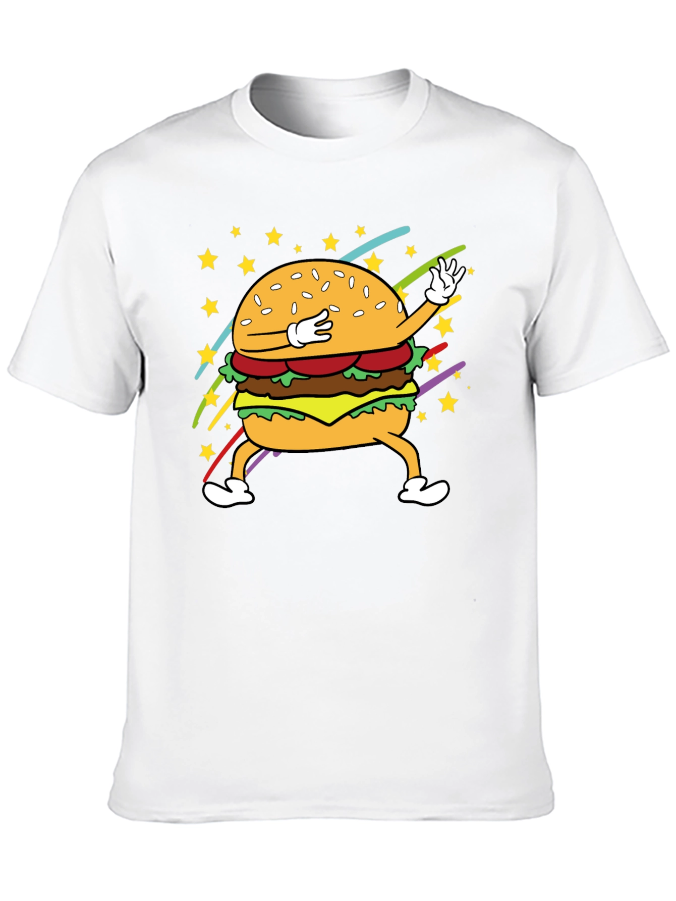 Dabbing Burger Graphic Tee - Black Cotton T-Shirt