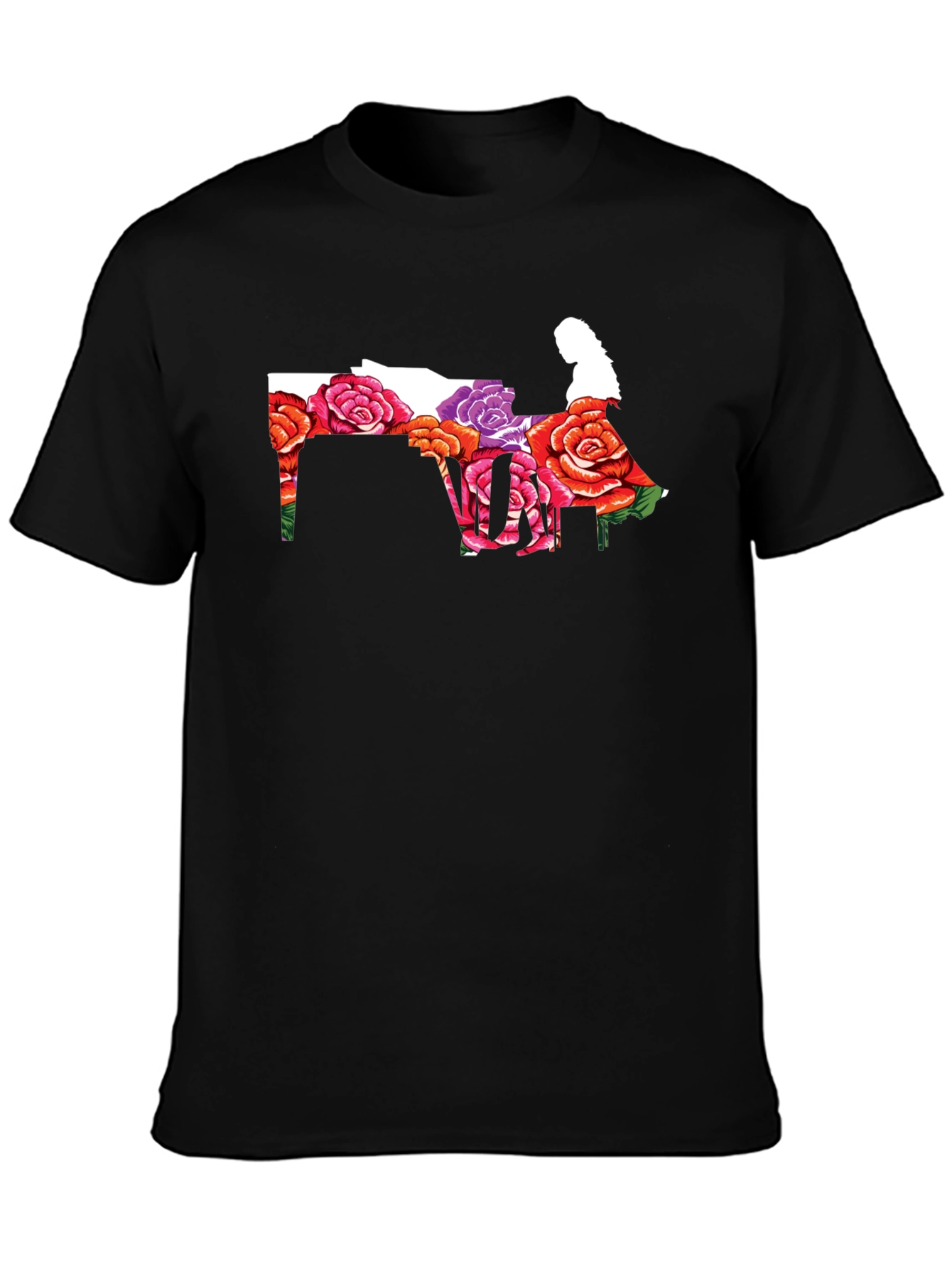 Floral Piano Player Graphic T-Shirt