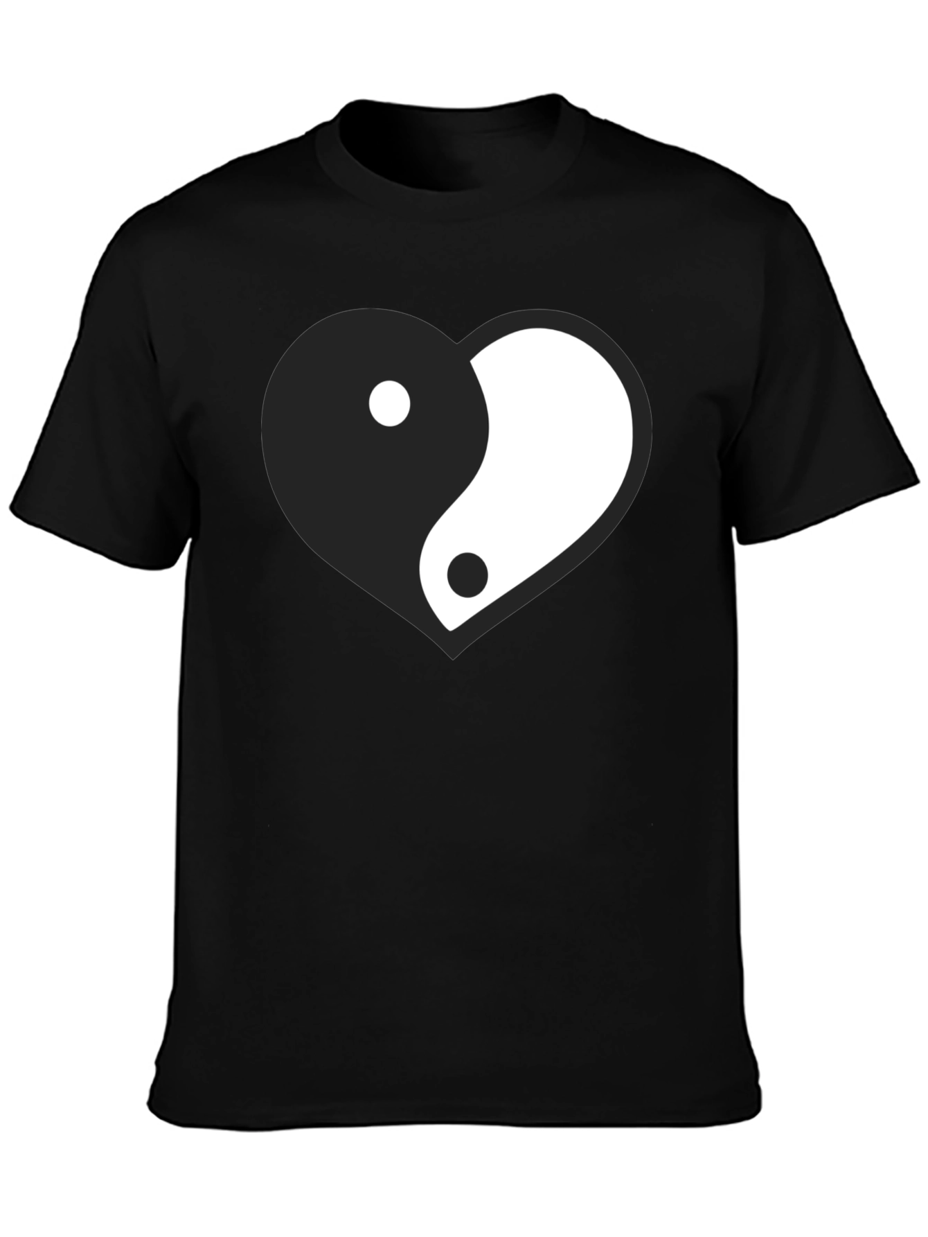 Yin Yang Heart Graphic Black Tee
