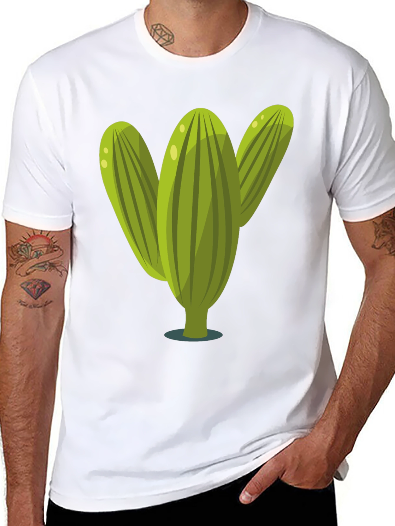 Cactus Graphic Tee - Black Cotton T-Shirt
