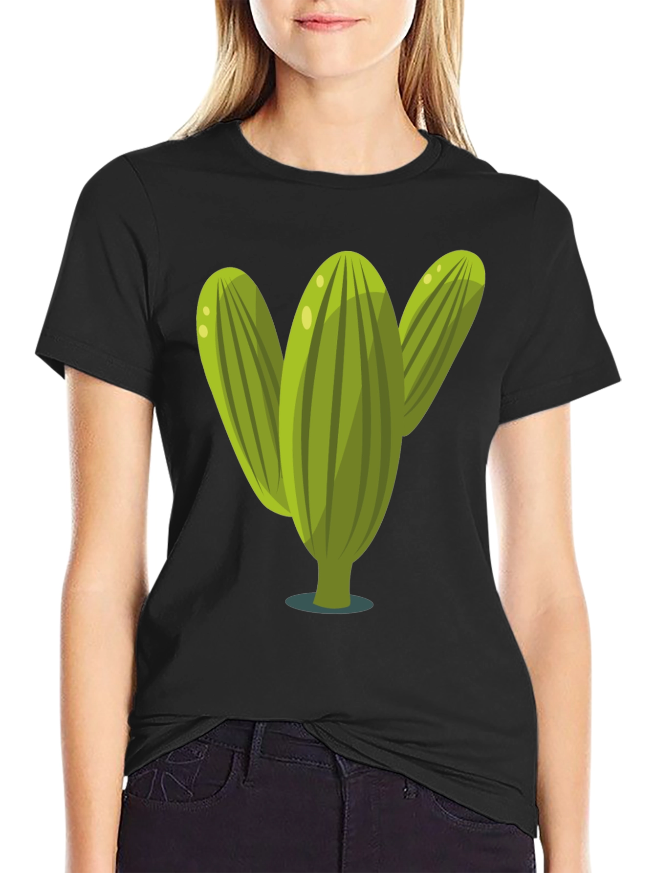 Cactus Graphic Tee - Black Cotton T-Shirt
