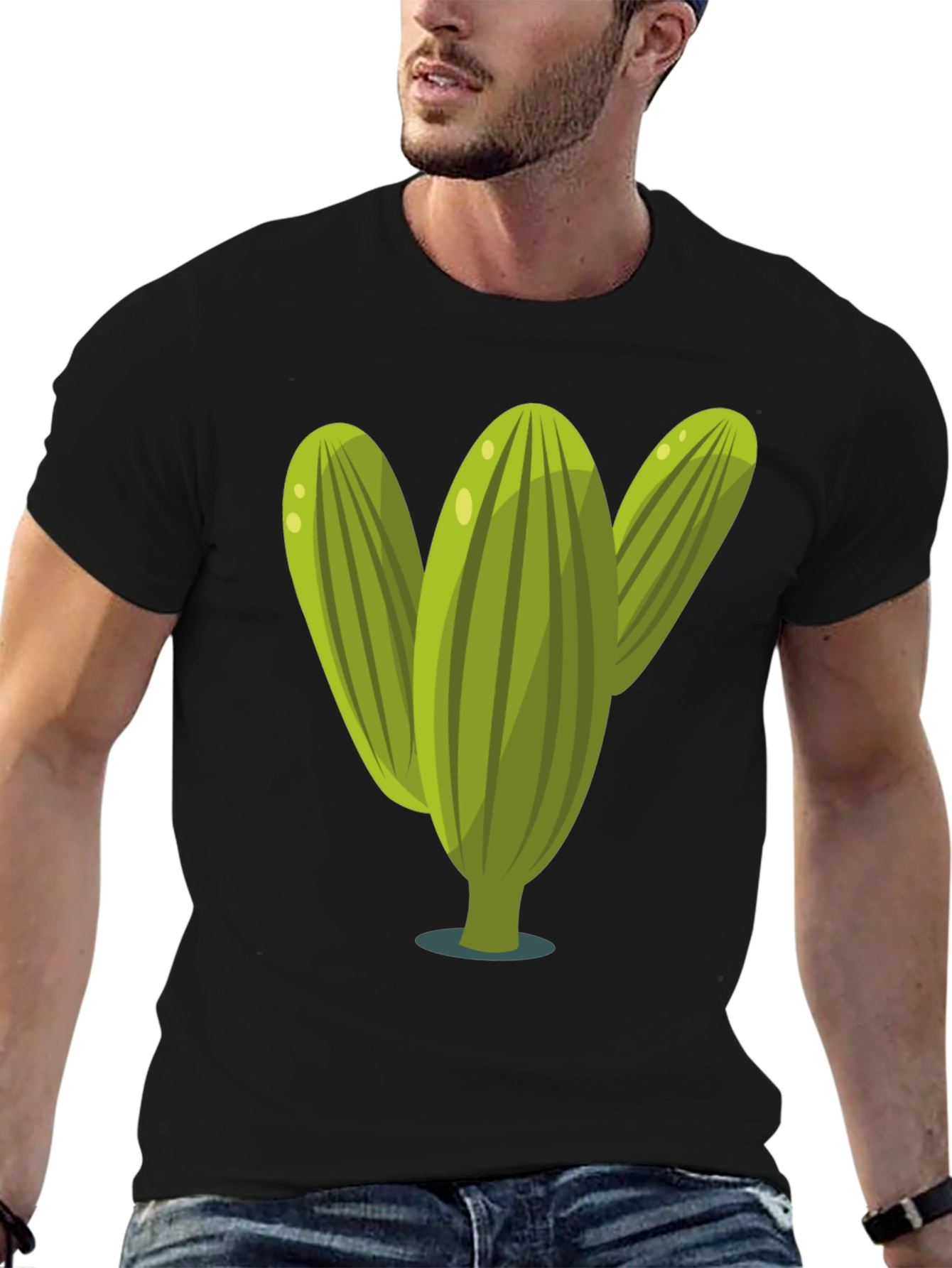 Cactus Graphic Tee - Black Cotton T-Shirt