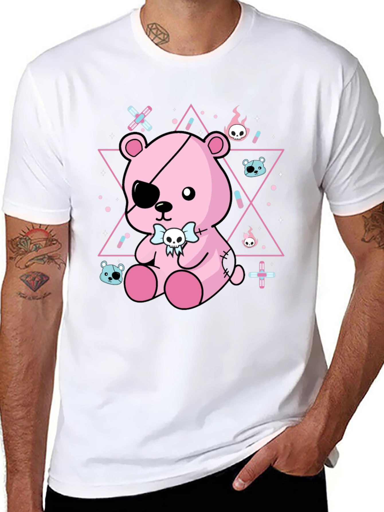 Gothic Patchwork Teddy Bear T-Shirt