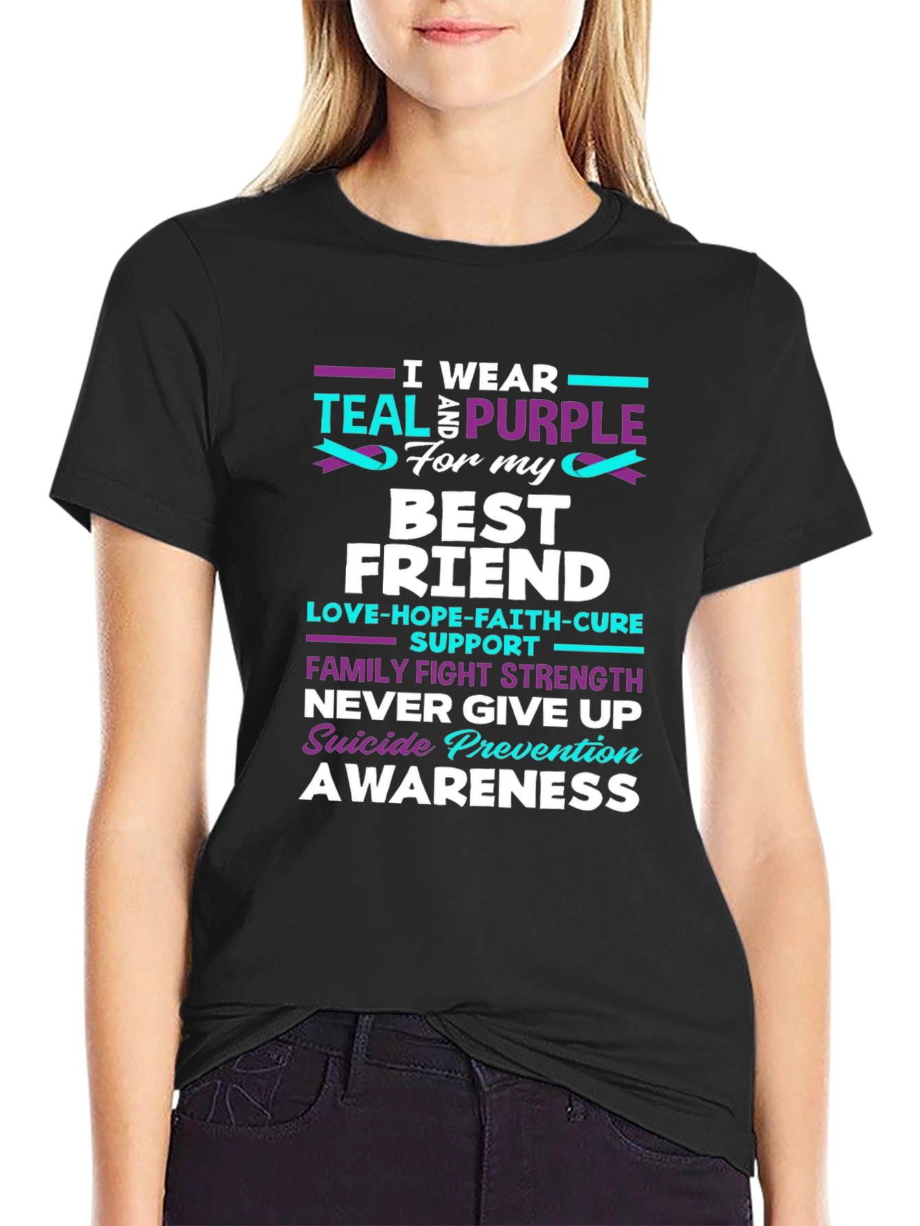 Teal & Purple Suicide Awareness Best Friend T-Shirt