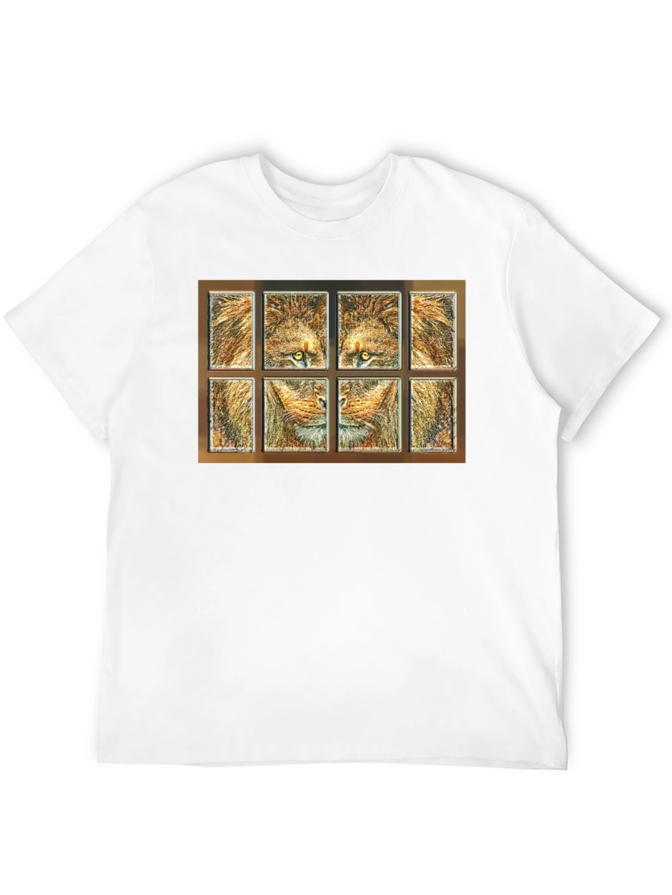 Lion Face Panel T-Shirt - Unique Graphic Tee