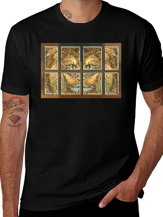 Lion Face Panel T-Shirt - Unique Graphic Tee