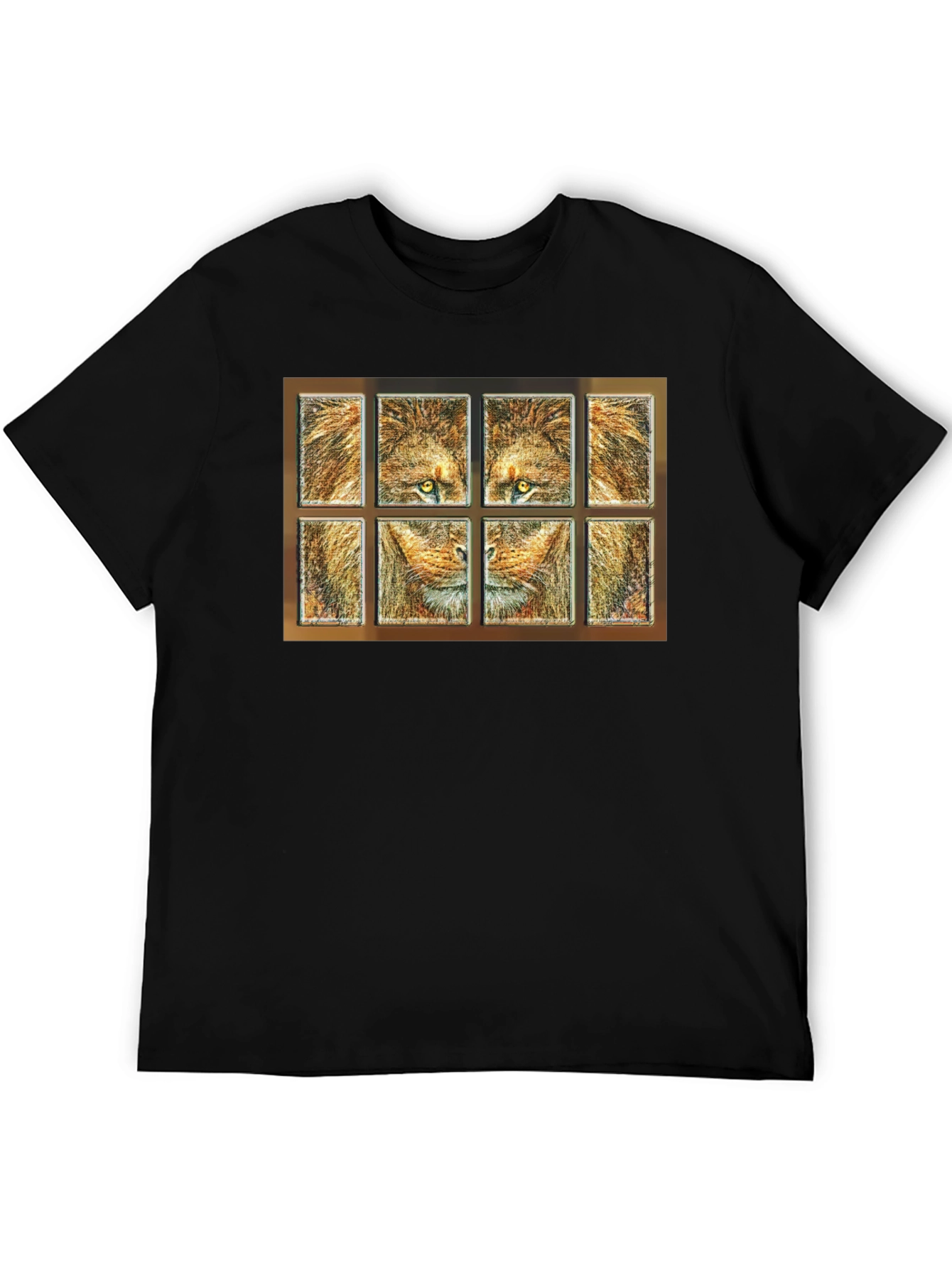 Lion Face Panel T-Shirt - Unique Graphic Tee