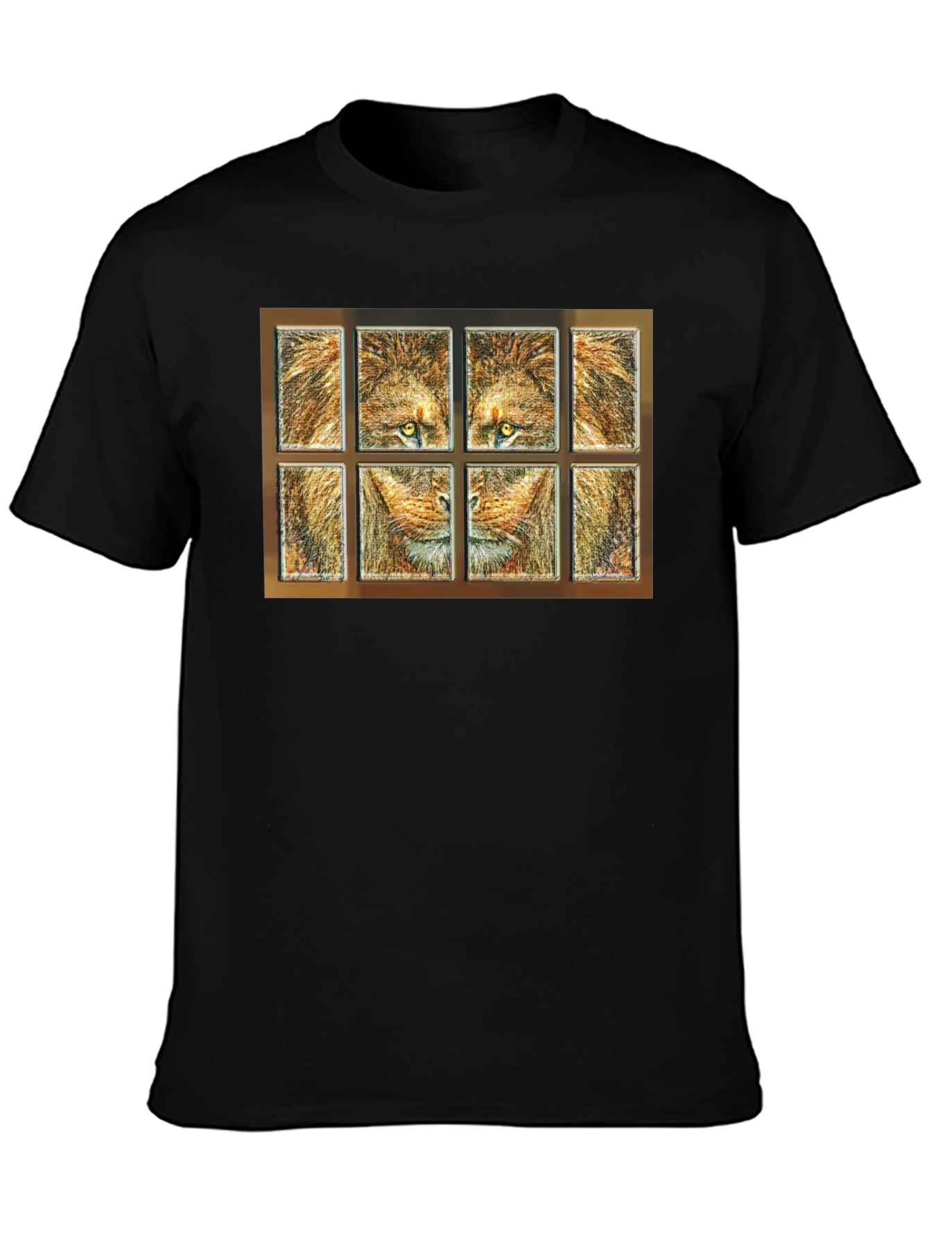 Lion Face Panel T-Shirt - Unique Graphic Tee