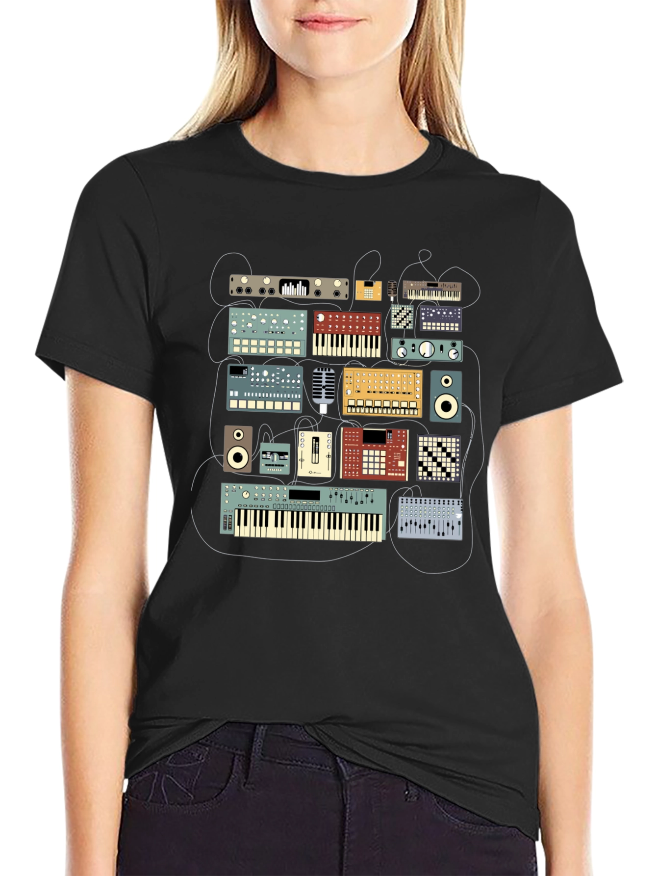 Synthesizer Graphic Black T-Shirt