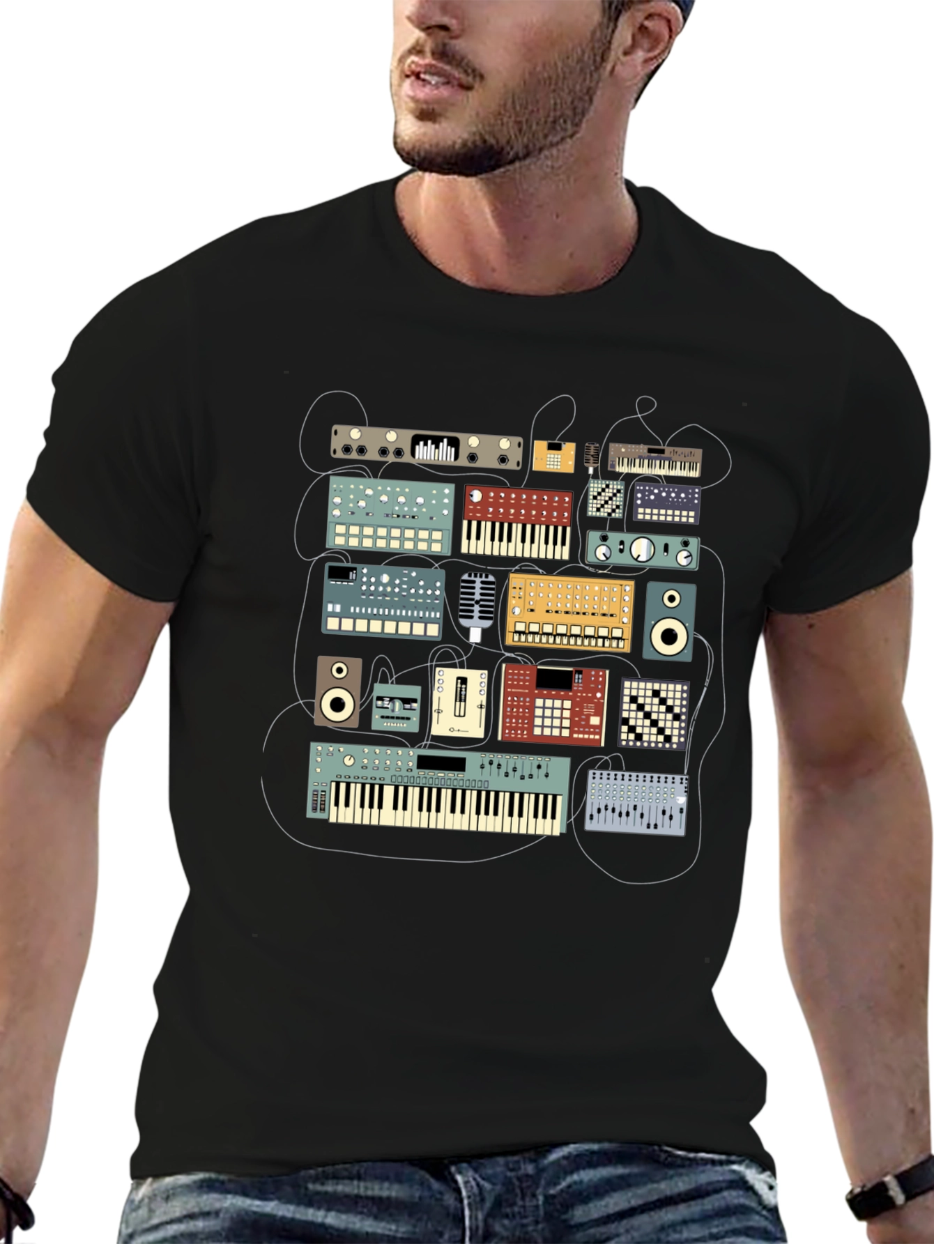 Synthesizer Graphic Black T-Shirt