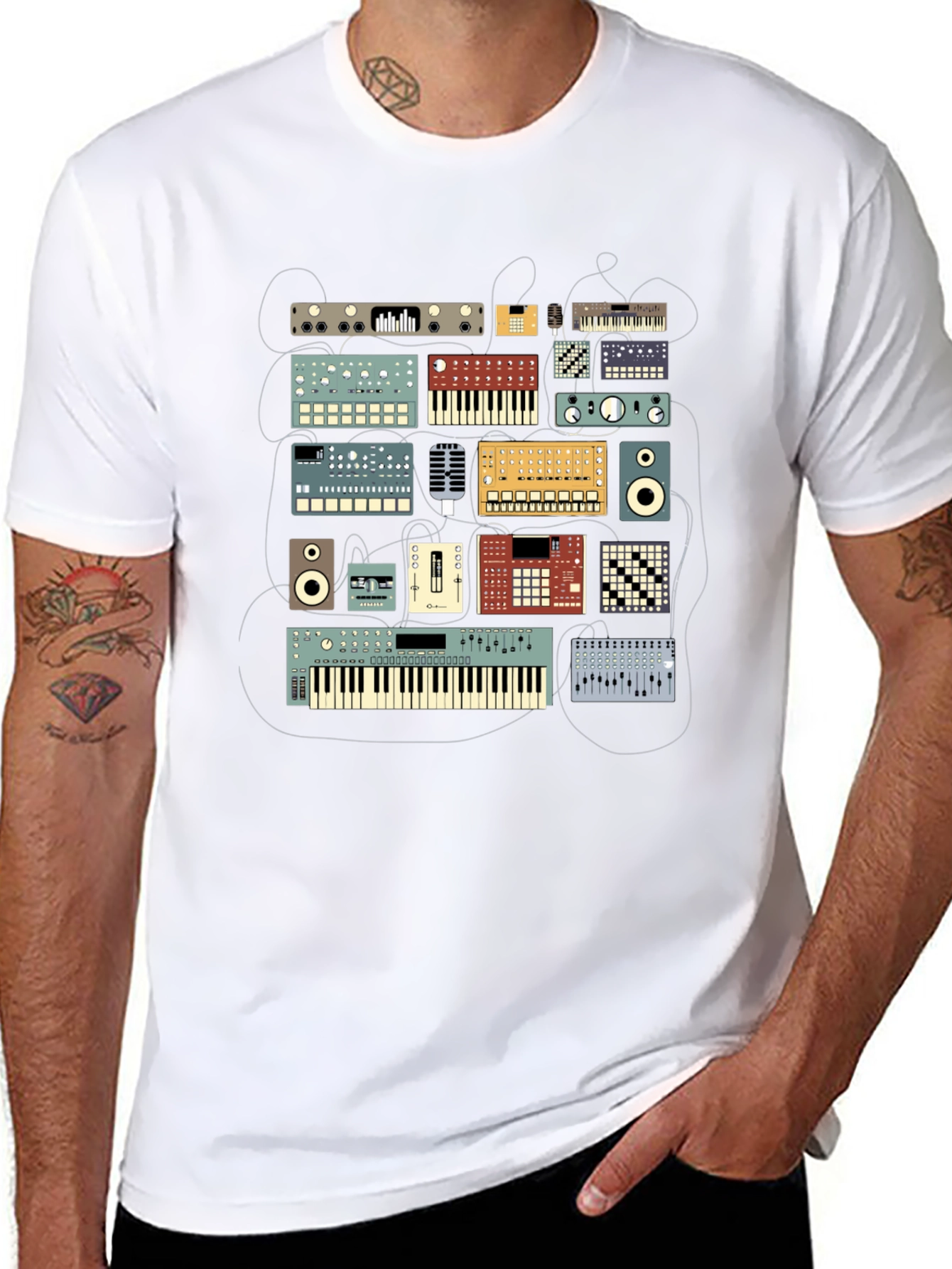 Synthesizer Graphic Black T-Shirt