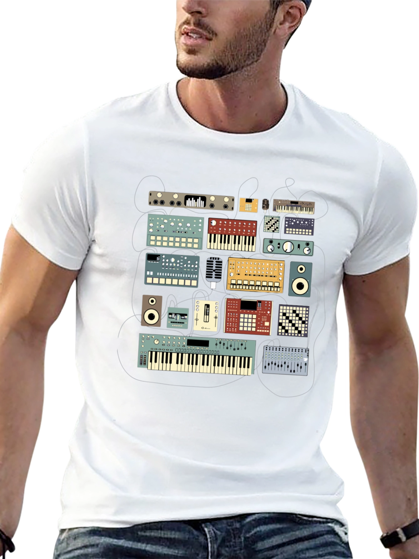 Synthesizer Graphic Black T-Shirt