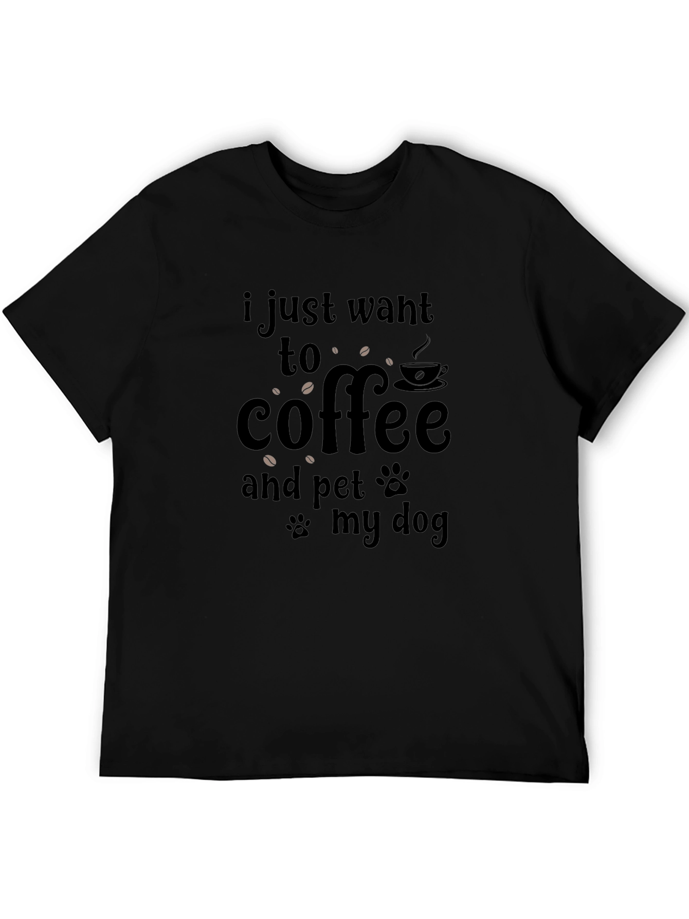 Coffee & Dog Lovers T-Shirt - Casual Black Tee