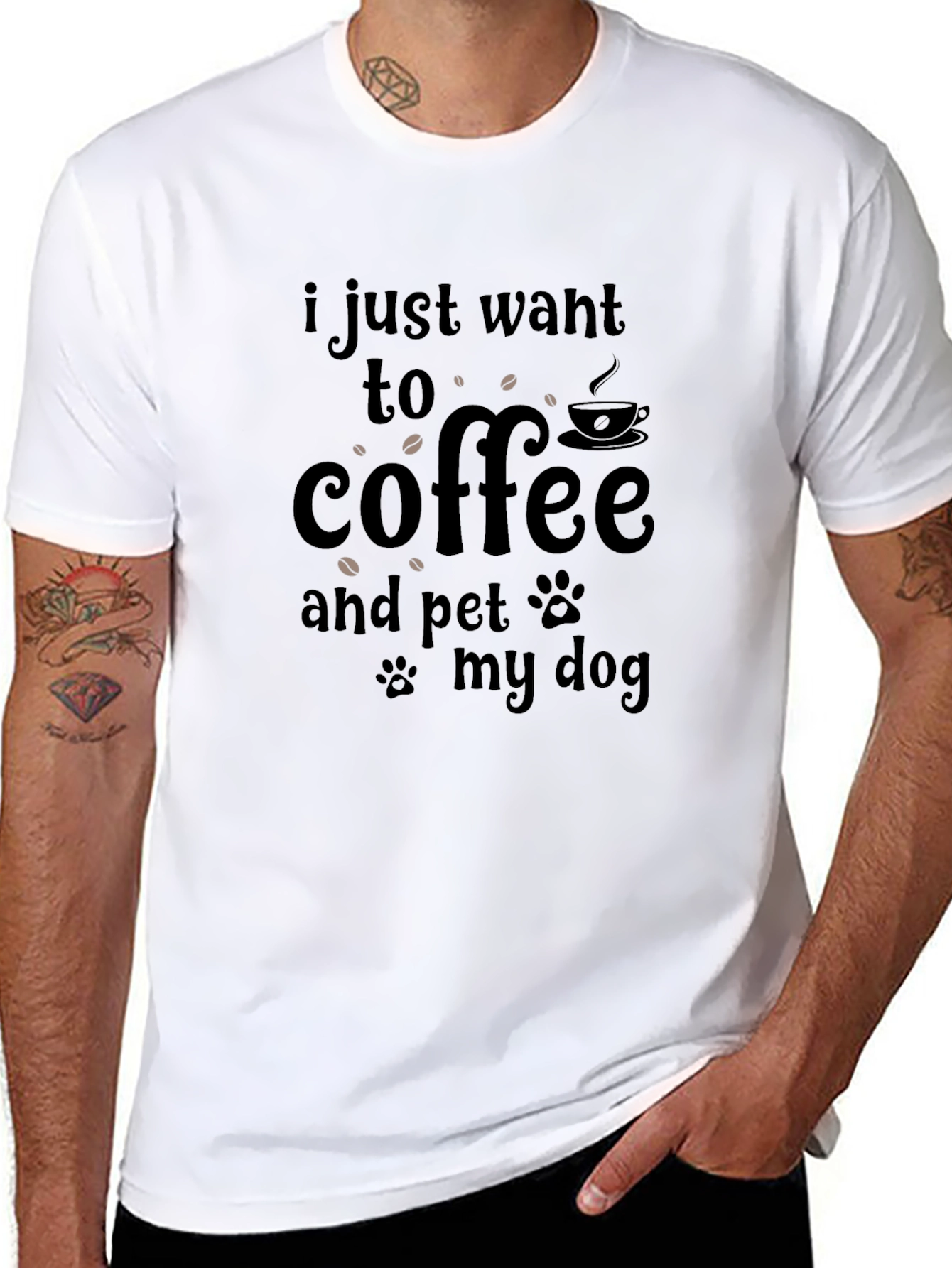 Coffee & Dog Lovers T-Shirt - Casual Black Tee
