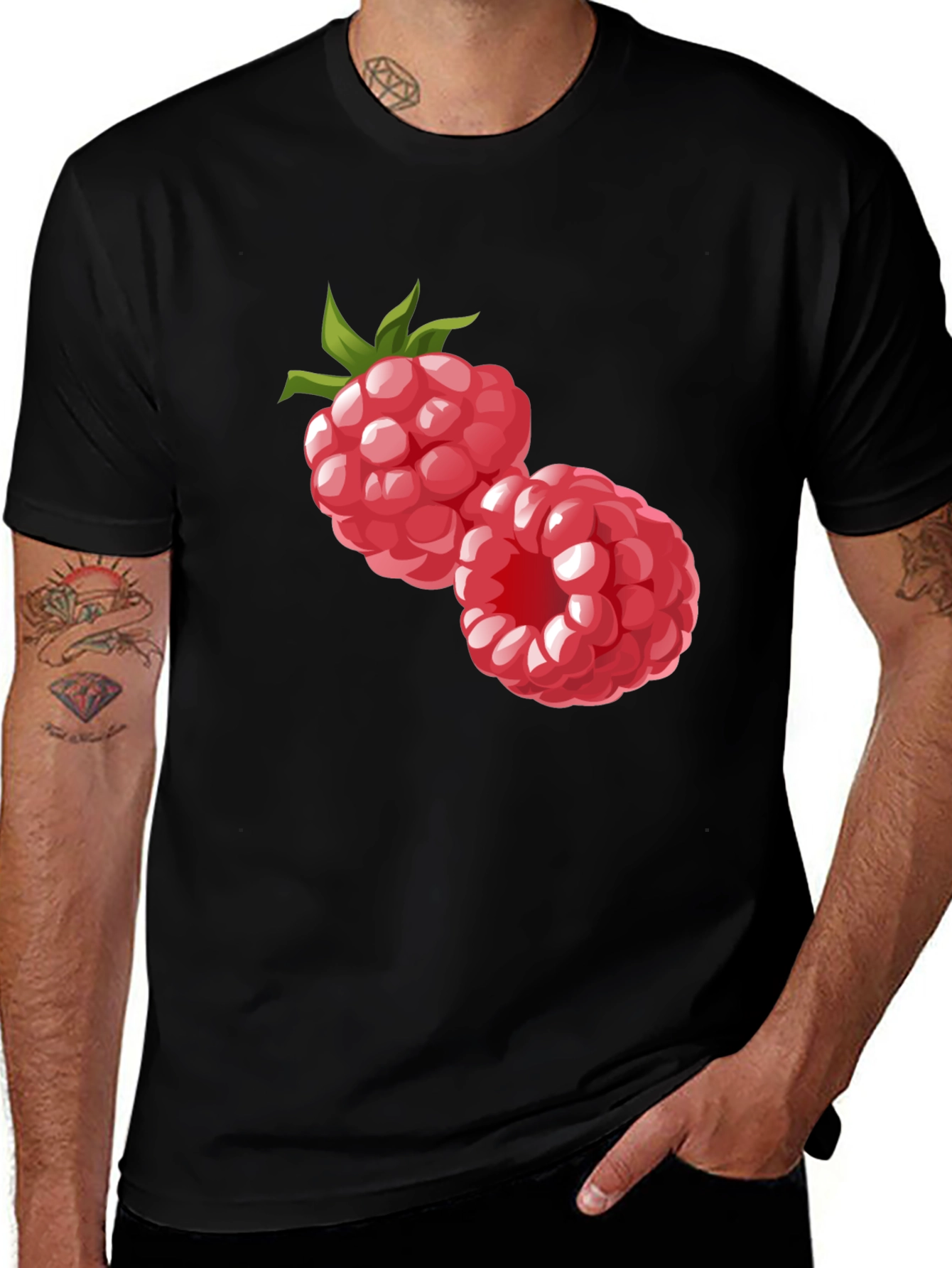 Raspberry Graphic Black T-Shirt